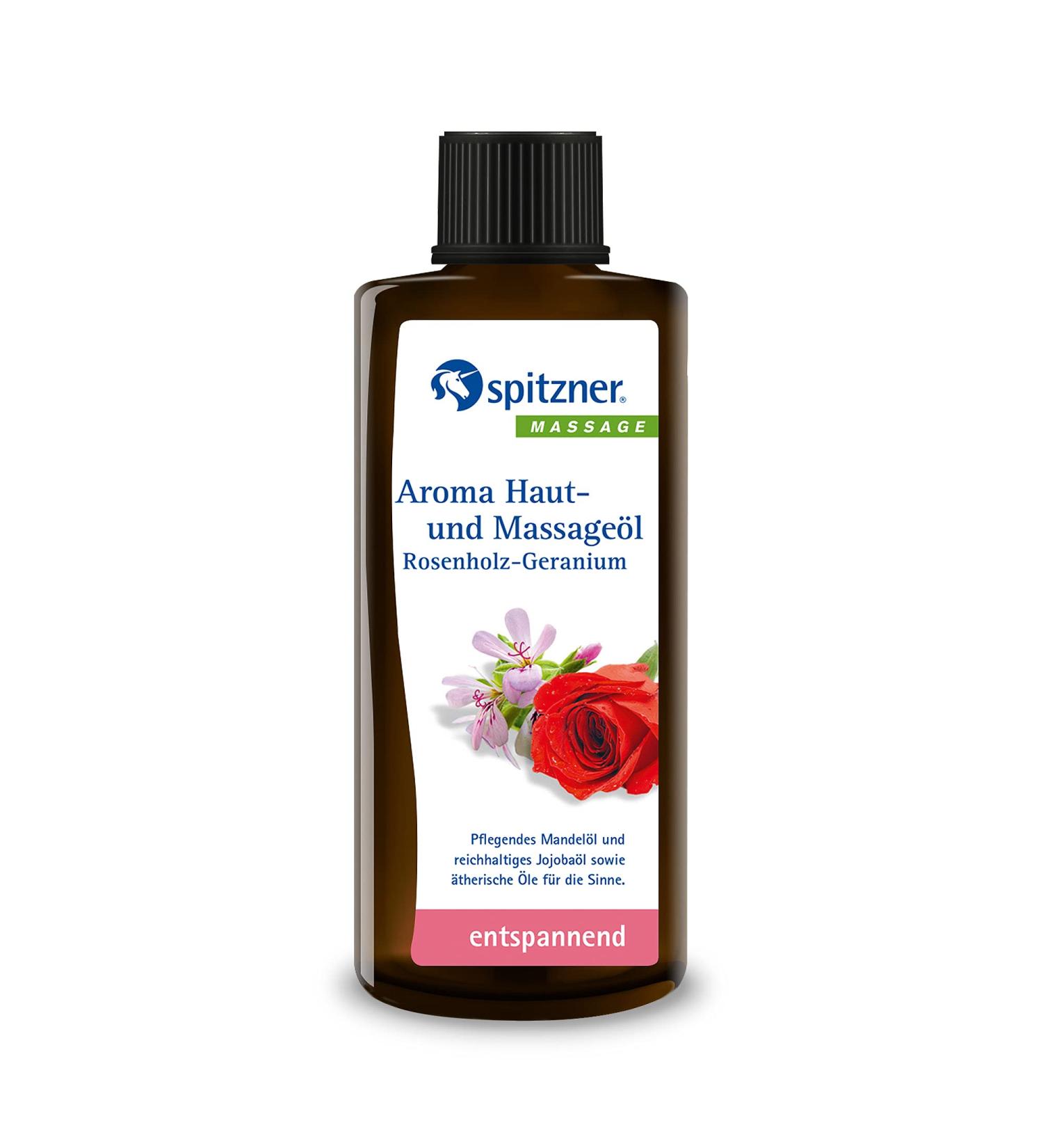Buy Spitzner Aroma Skin & Massage Oil - Rosewood Geranium (190 ml) | Relaxing Jojoba & Almond Oil Blend Preservative-Free - Buy Online on GoSupps.com