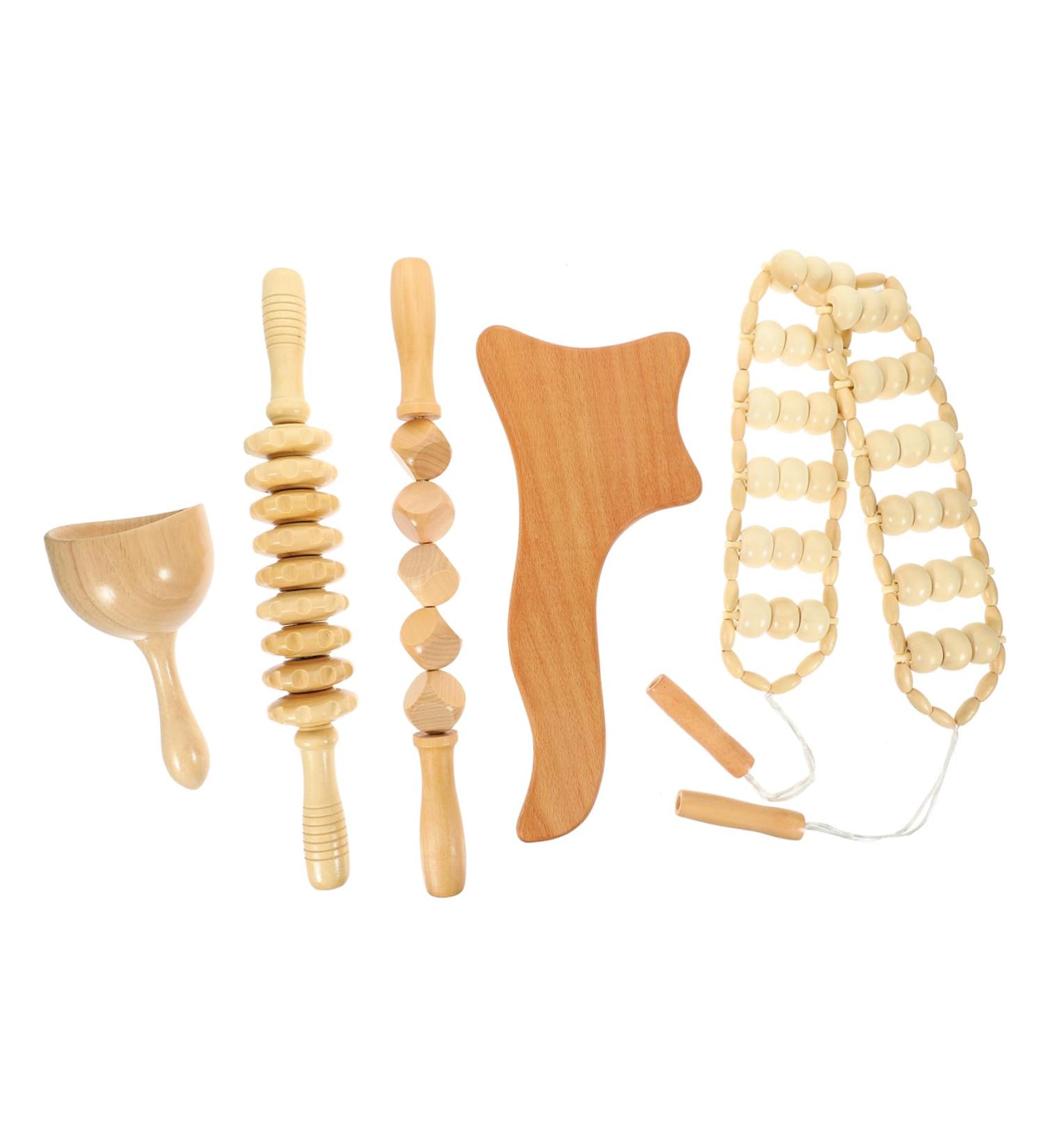 Magiclulu 5-Piece Beech Wood Massage Device Set | Hand & Foot Massage Tools | Reflexology Bars for Ultimate Relaxation - Buy Online on GoSupps.com
