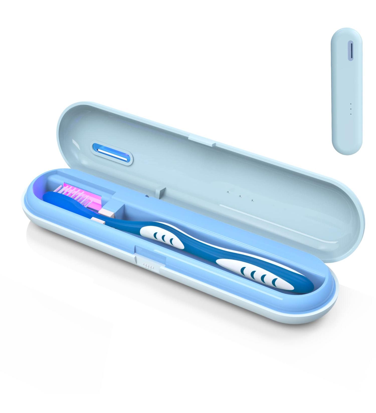 Portable UV Toothbrush Holder Travel Case - Blue | Home & Travel Toothbrush Covers - Buy Online on GoSupps.com