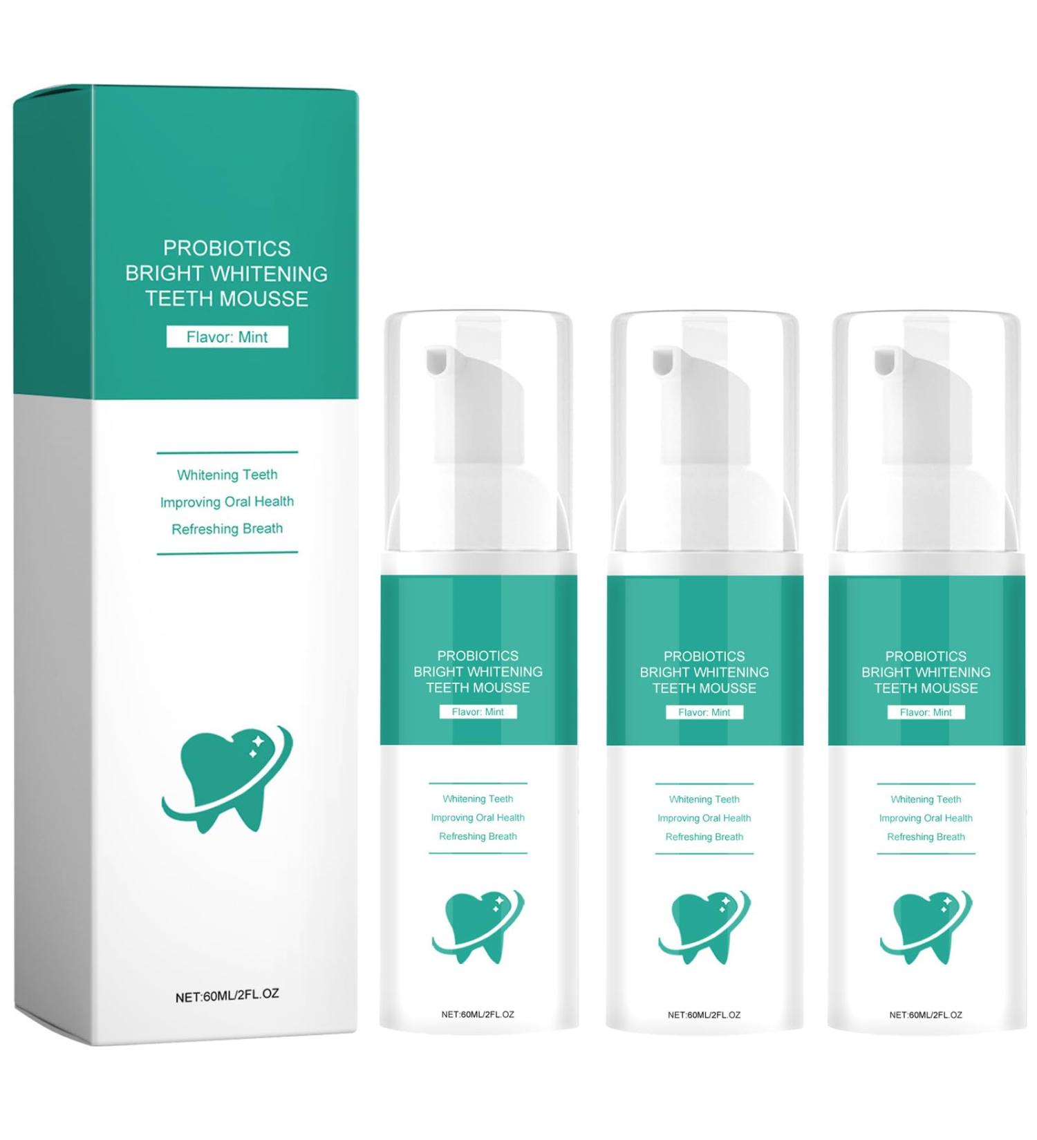Lenaro Probiotics Teeth Mousse Set - Bright Whitening & Gum Health (3PCs) | Herbal Oral Repair & Bad Breath Solution - Buy Online on GoSupps.com