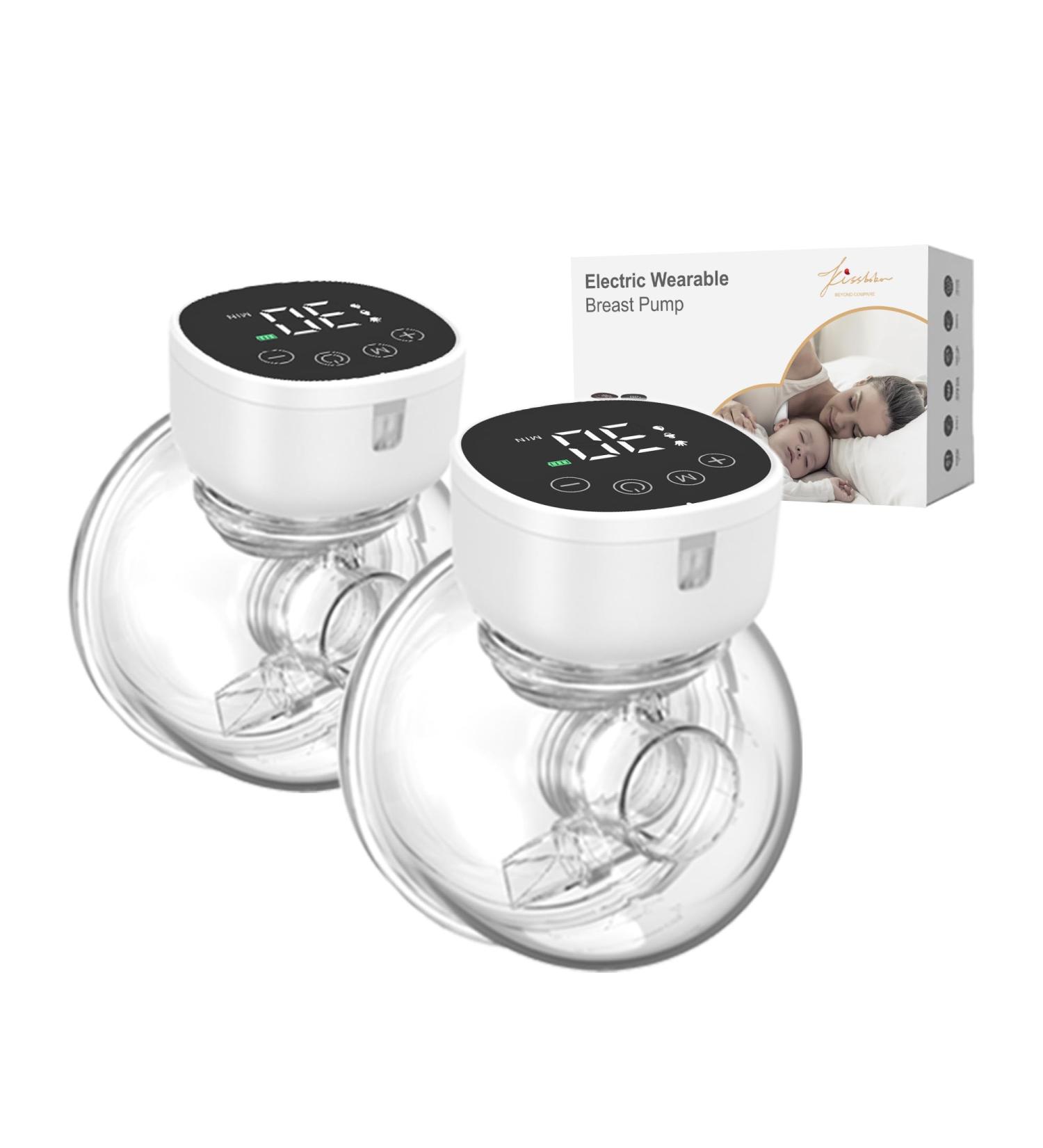 Portable Electric Double Milk Pump - Ultra Silent 9 Levels & 3 Modes with LED Display - Free Hands 19mm & 21mm Flanges (White 2PCS) - International Shipping Available - Buy Online on GoSupps.com