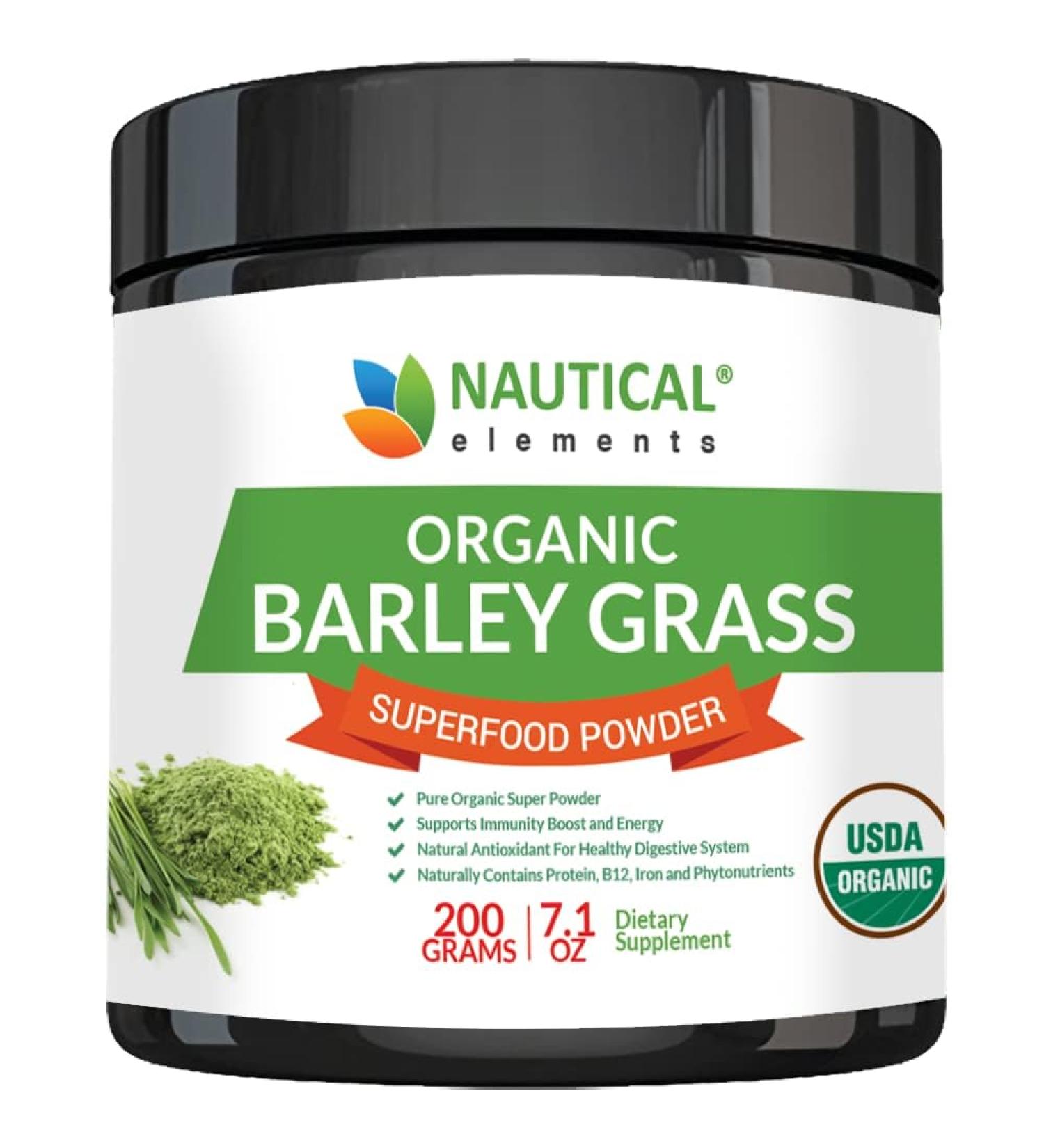 Barley Grass Powder - USDA Certified Organic Barley Grass Powder - Non-GMO, Vegan, and Non-Irradiated - Rich In Antioxidants, Protein, Fiber, Minerals, Chlorophyll, Amino Acids and Protein - 200 Grams Powder 7.1 Ounce (Pack  - Buy Online on GoSupps.com