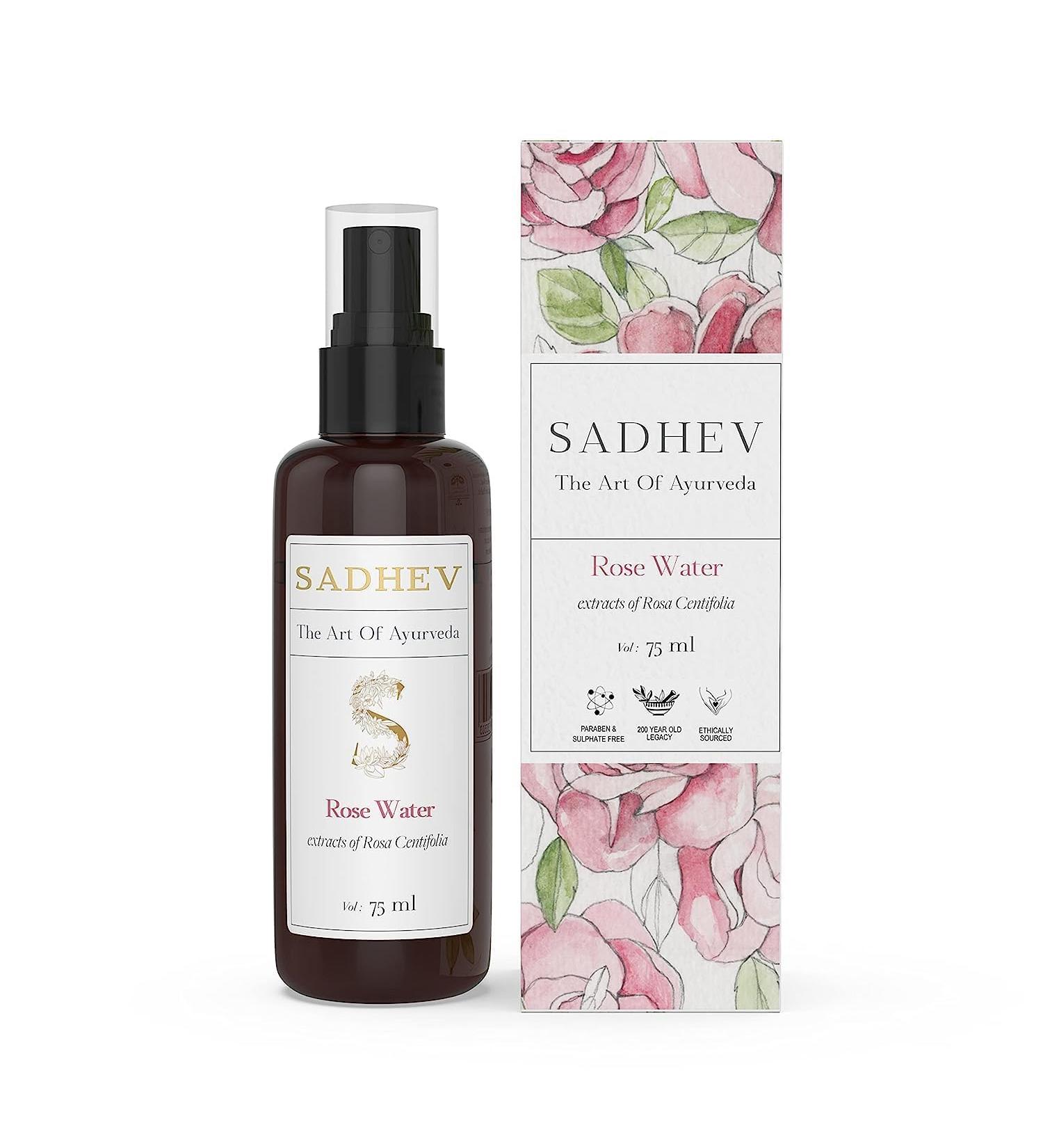 Buy Sadh ev 100% Organic Rose Water Face Mist - Glowing & Pore Tightening Toner 75ml | International Shipping Available - Buy Online on GoSupps.com