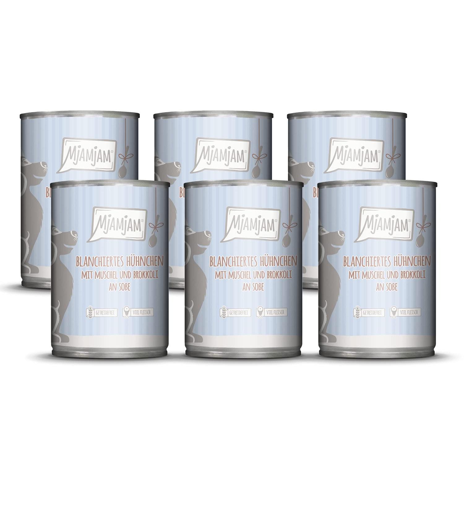 MjAMjAM - premium wet dog food - blanched chicken with mussels and broccoli in sauce 6 pack (6 x 380 g) plain with meat supplement - Buy Online on GoSupps.com