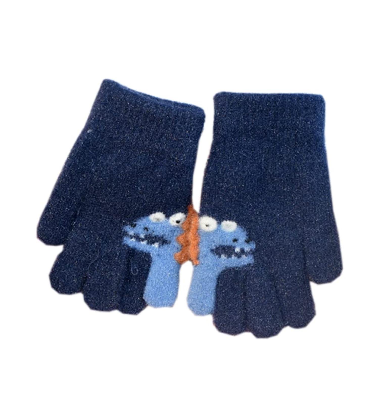 Baby Kids Cartoon Dinosaur Knitted Gloves Lovely Baby Toddler Thermal Knitting Wool Gloves Mittens for Children Girls Boys Age 2-6 Years Old(Dinosaur 2-6Y Royal Blue) - Buy Online on GoSupps.com