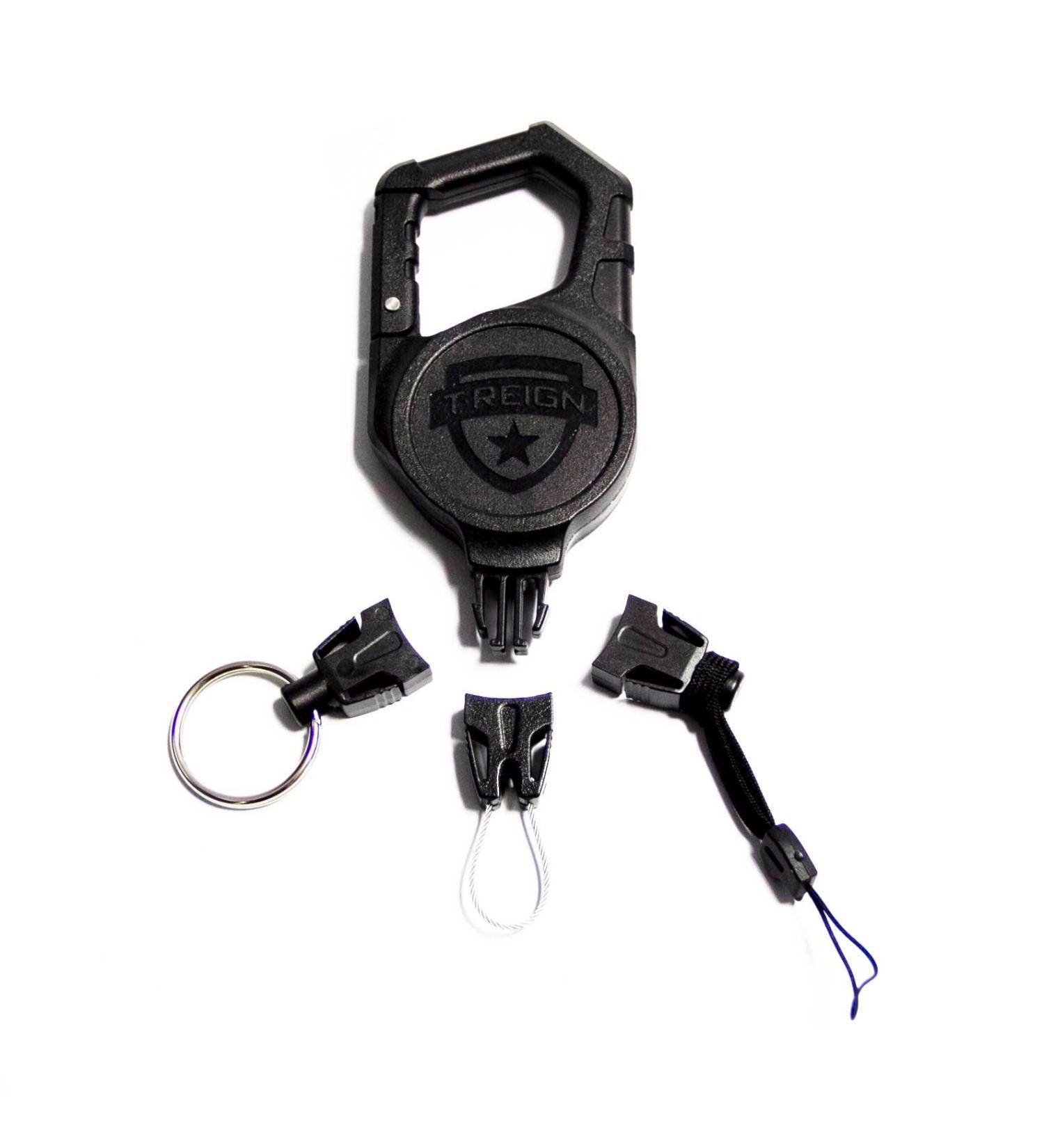 T-REIGN Large Carabiner Retractable Gear Tether Combo (Includes 48" / 8 oz. Carabiner Retractable Tether with Universal, Electronics and Split Ring End Fitting Attachments)