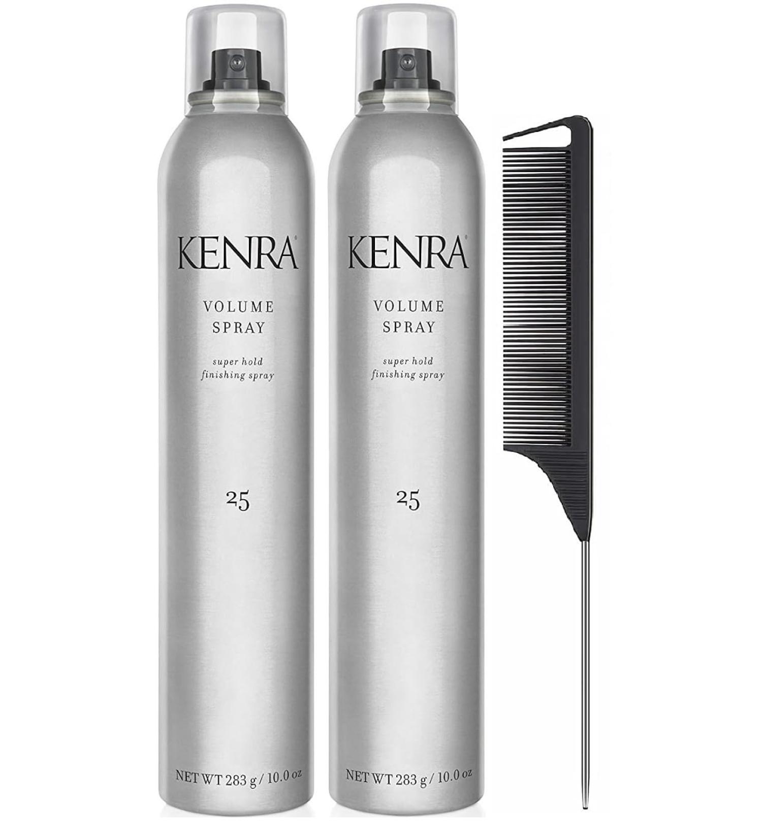 Volume Hairspray - Super Hold Finishing Spray 25 - It Leaves Hair Looking Natural & Shiny 10 Oz Includes Black Steel Comb (Pack Of 2)
