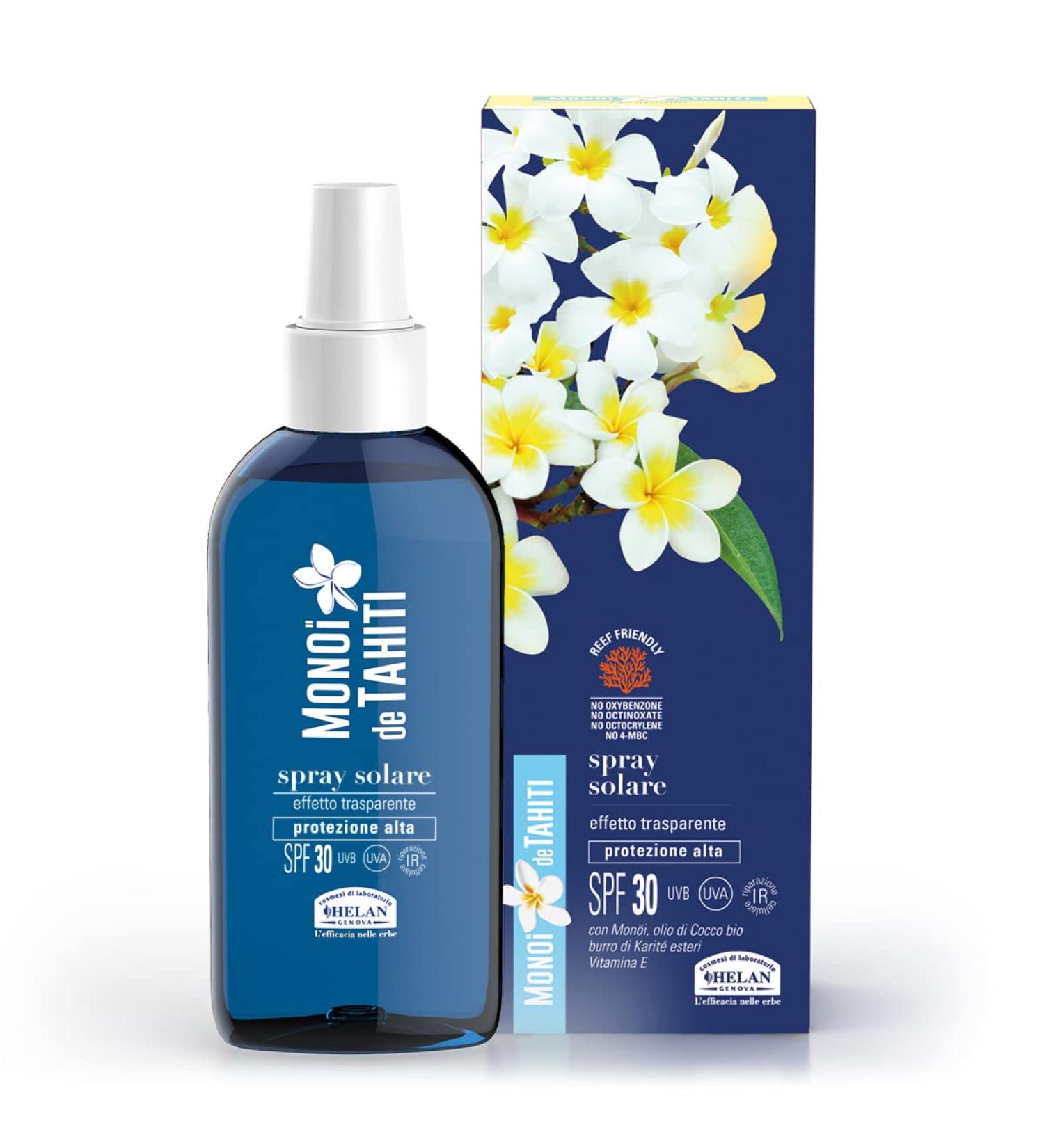 Helan Mono de Tahiti - Sunscreen Spray 30 Body Transparent Sunscreen with Coconut Oil Pure Shea Butter Esters and Vitamin E Sun Protection 30 SPF Medium against UVA non-greasy non-staining 150 ml