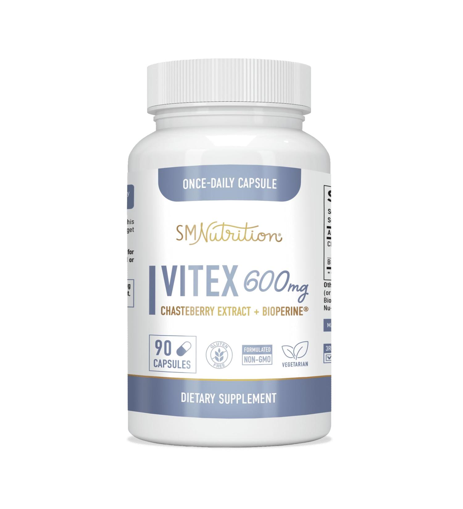 Vitex Chasteberry Capsules 600mg - Menopause & PMS Relief Supplement for Women - Hormone Balance & Estrogen Support - 90ct - Buy Online on GoSupps.com