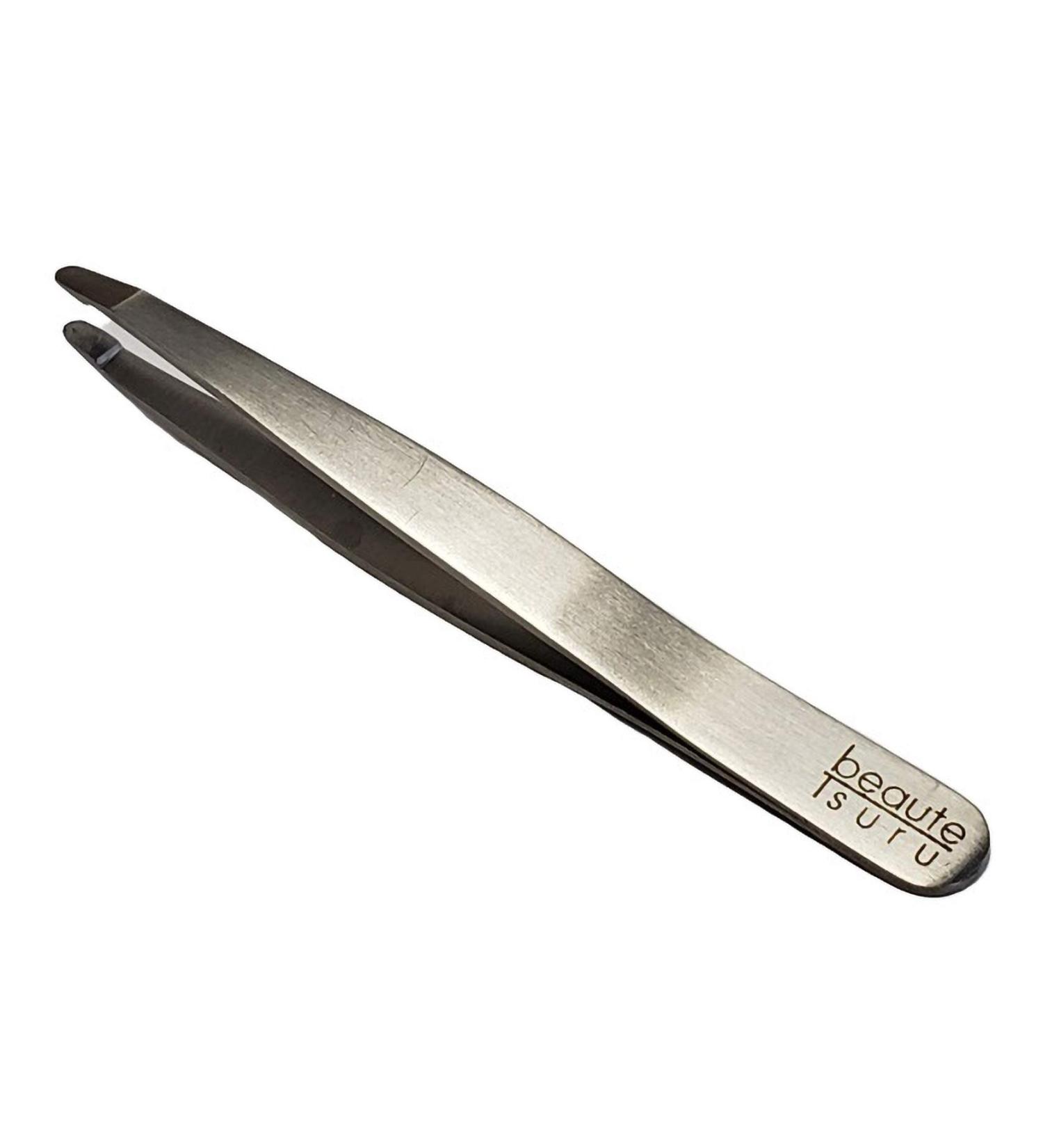 Professional Round Blunt Tip Eyebrow Tweezers (4.0 Inches  Satin Finish) 4.0 Inch Satin Finish