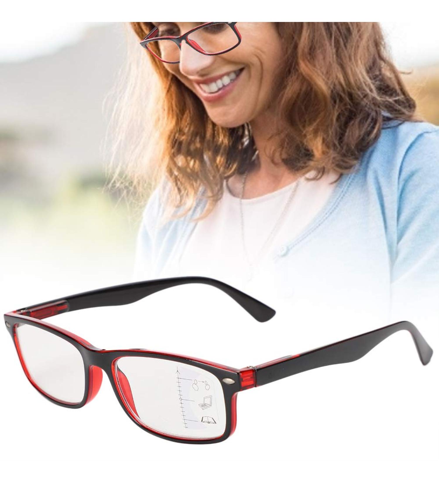 Retro Multifocal Reading Glasses for Visual Fatigue Relief - Presbyopic Glasses in Red | International Shipping Available - Buy Online on GoSupps.com