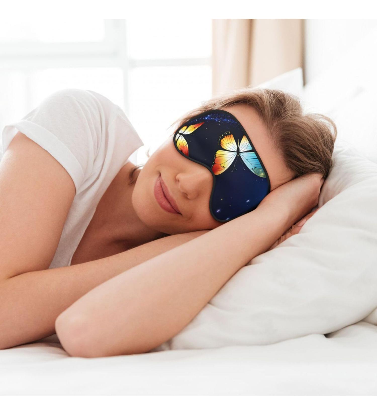Cute Butterfly Print Soft Eye Mask - Sleep Mask for Women & Men | Travel Sleep Aid - Buy Online on GoSupps.com