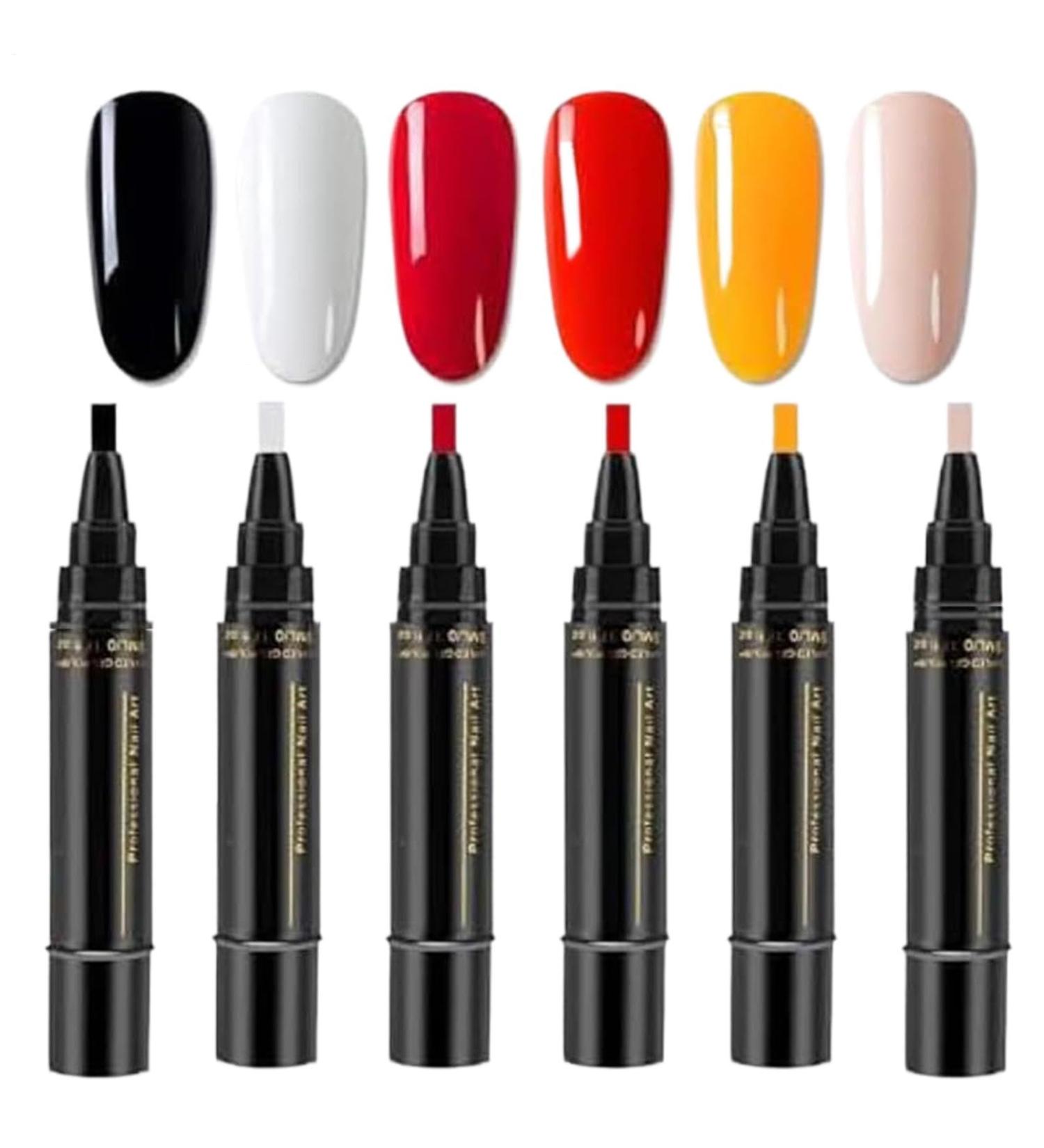  scyca 6 Pcs Gel Nail Pen Set Quick Dry Nail Art Pen No UV Nail Polish Accessories for Professional Manicure - Buy Online on GoSupps.com