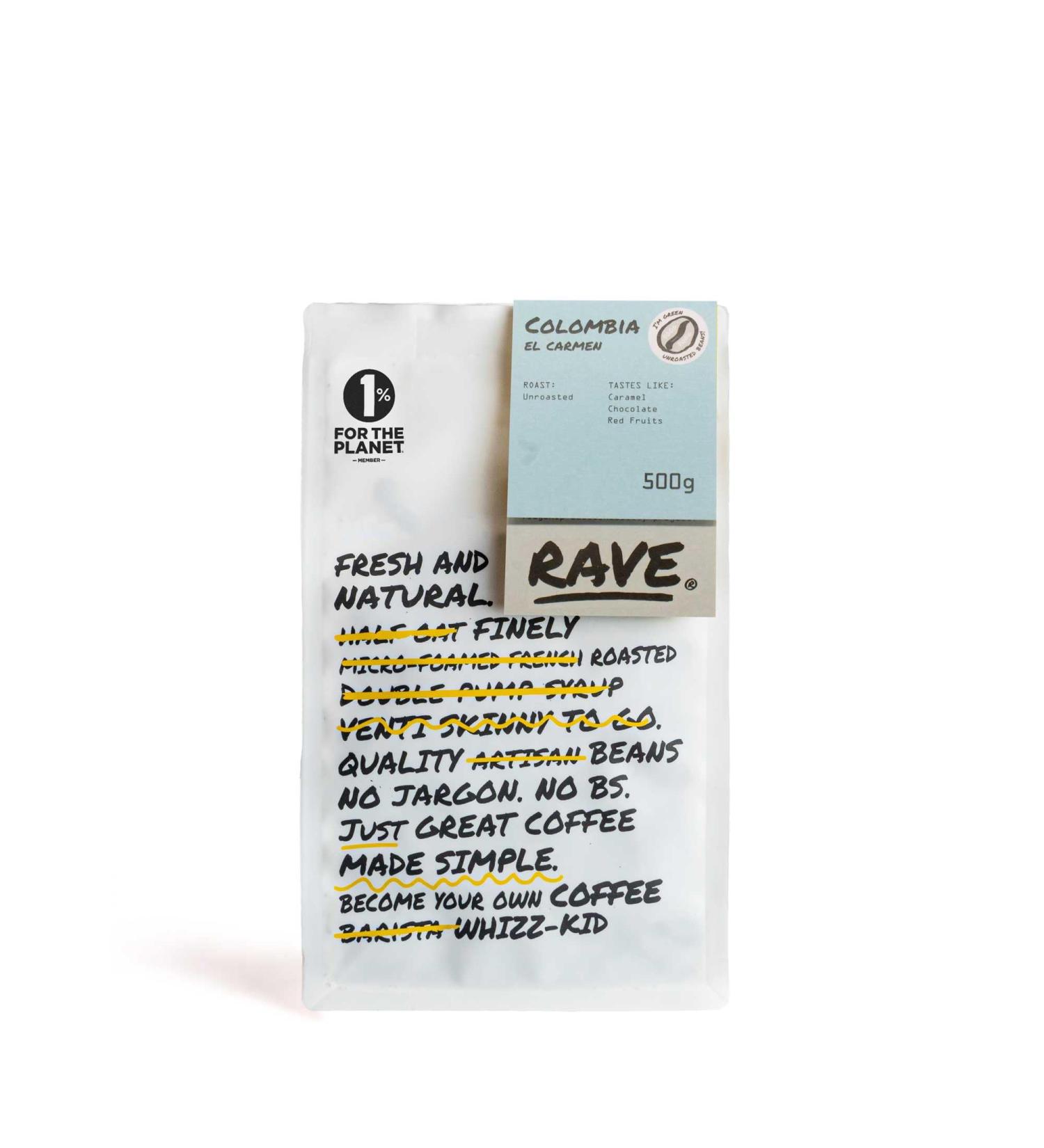 Rave Coffee - Colombia El Carmen (Suarez Project) Green Coffee Beans 500g - Home Roasting - Buy Online on GoSupps.com