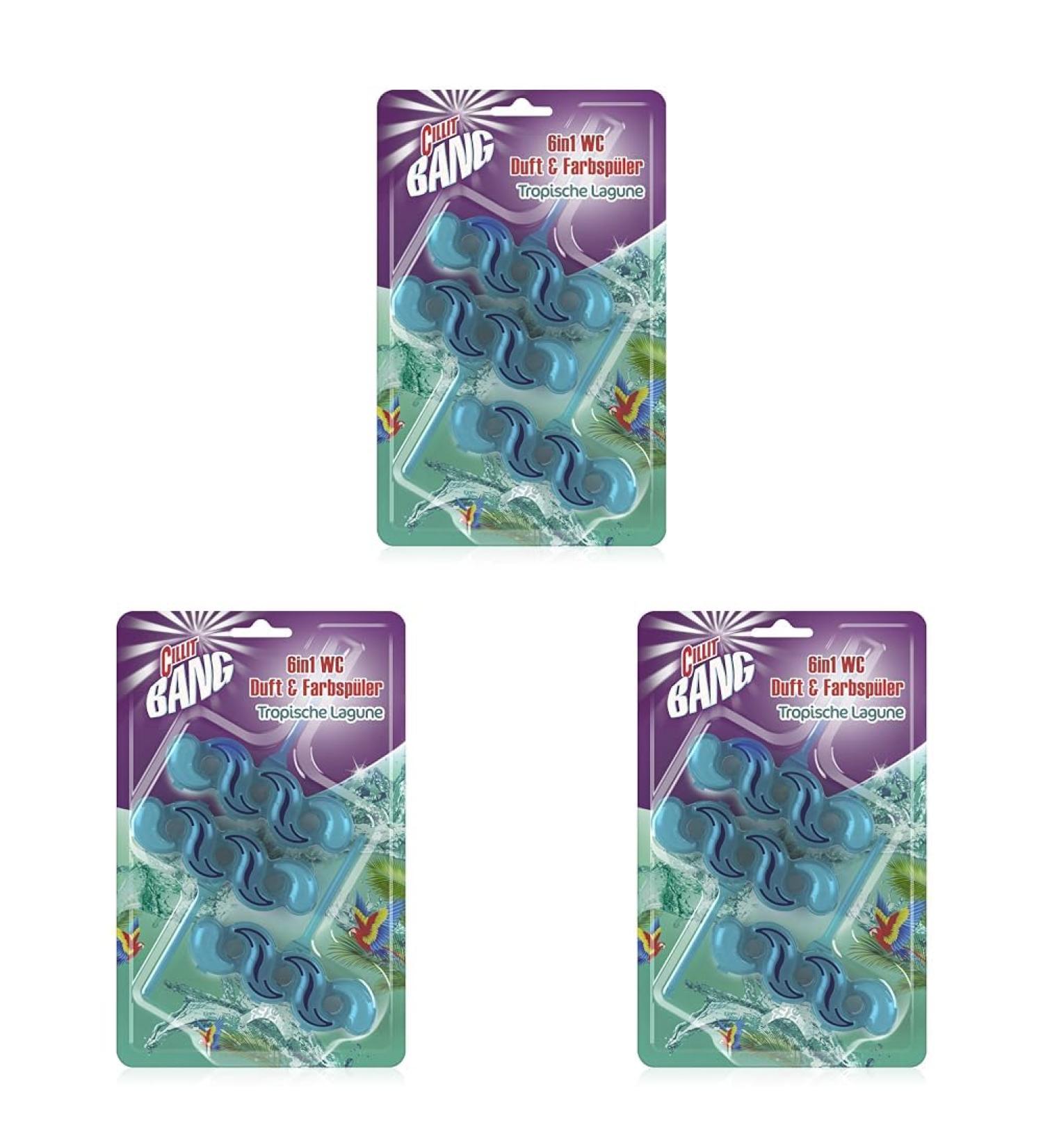 Cillit Bang 6in1 Toilet Cleaner - Tropical Lagoon Turquoise Water Dyes | Fresh & Clean Toilets | 3-Pack - International Shipping Available - Buy Online on GoSupps.com