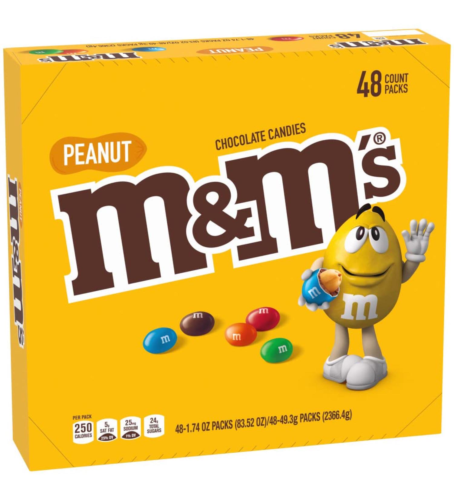 M&M'S Peanut Milk Chocolate Candy Bulk Pack - 48 ct Box, 1.74 oz Each - Buy Online on GoSupps.com