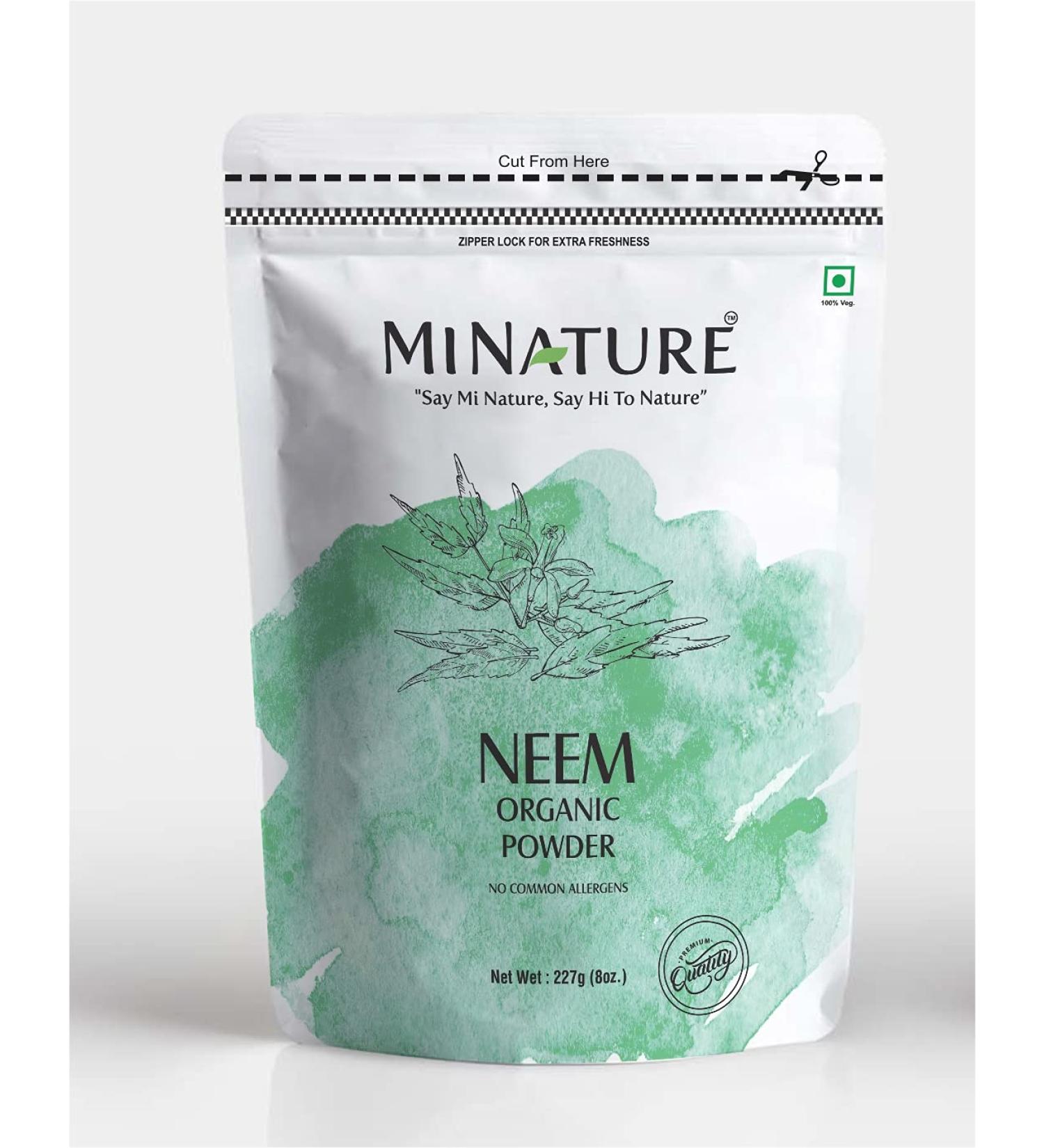 mi nature Organic Neem Powder 227g (0.5lb) 8oz | Azardirachta Indica | Non GMO, Vegan | Glowing Skin, Hair & Nails | Supports Digestion, Anti-oxidant - Buy Online on GoSupps.com