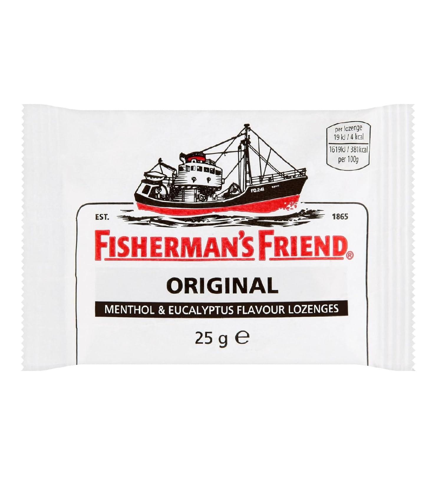 Fisherman's Friend Original Menthol & Eucalyptus Flavour Lozenges No Added Sugar 25g (Pack of 24) - Buy Online on GoSupps.com