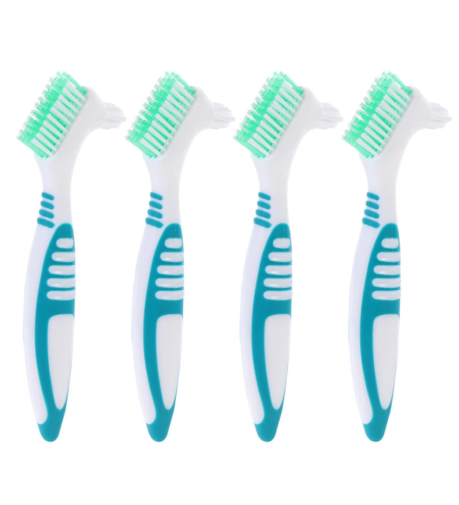 Healifty 4 Pcs Hard Denture Brush - Double Sided Toothbrush for Fake Teeth - Multi-Layered Bristles - Green - Buy Online on GoSupps.com