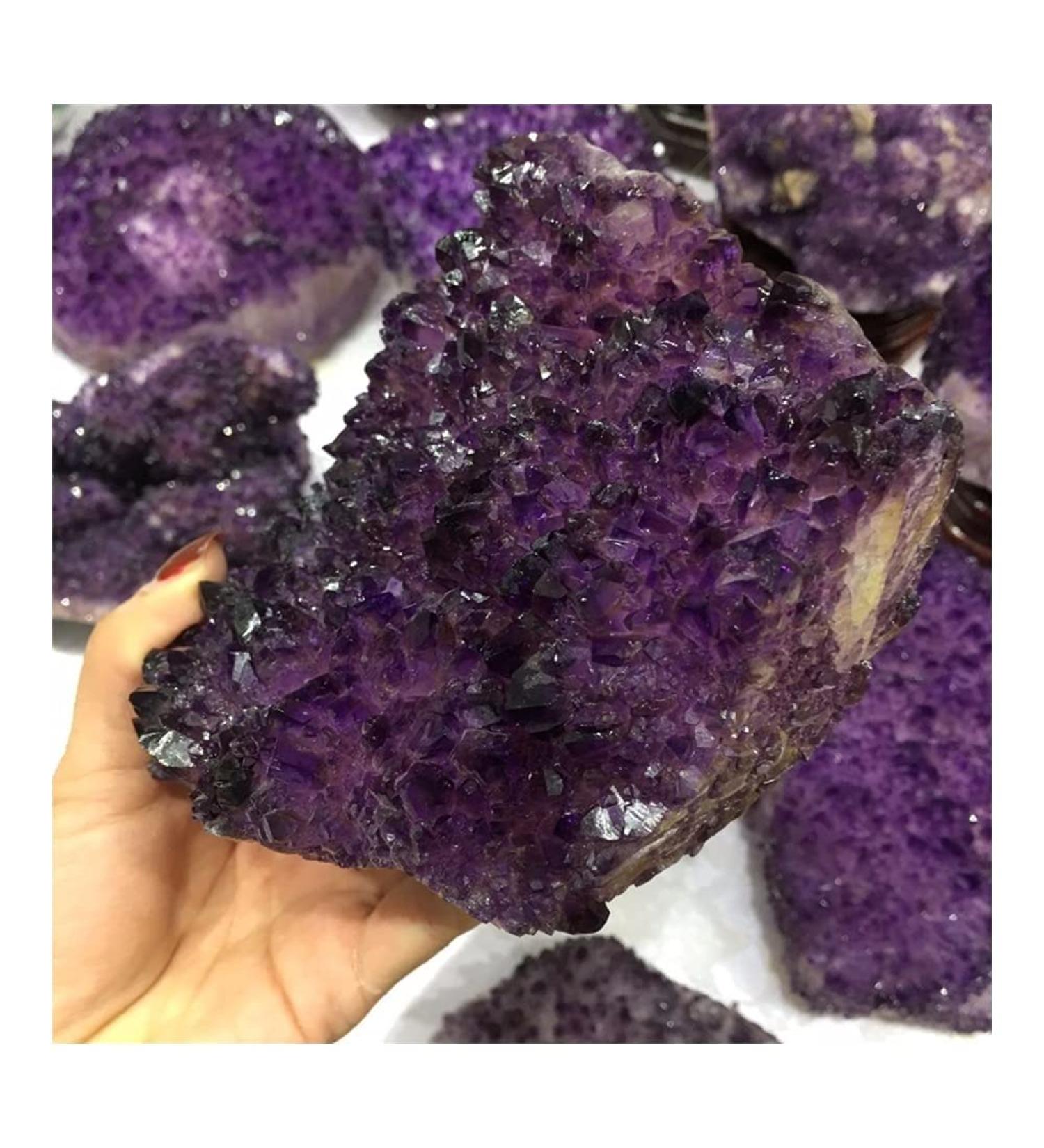 Big Size Natural Amethyst Angel Aura Quartz Crystal Cluster Crystal geode Beautiful - Buy Online on GoSupps.com