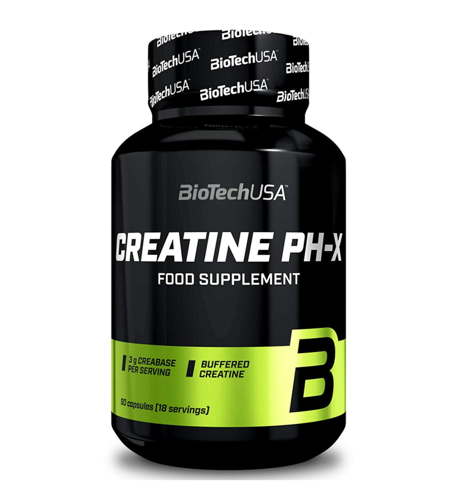 BIOTECH USA CREATINE PH-X | Buffered Creatine Monohydrate for Muscle Mass Growth | Bodybuilding Pills (90 Capsules) - International Shipping Available - Buy Online on GoSupps.com