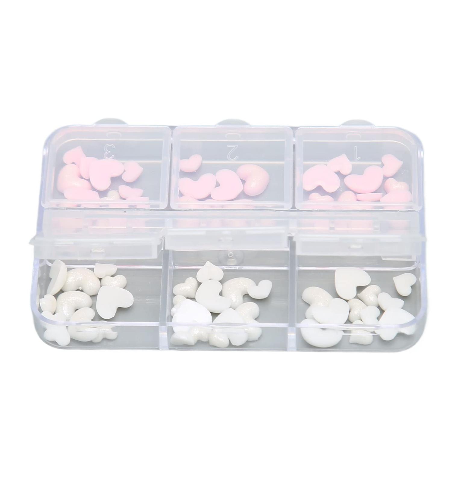 3D Heart Nail Decoration Multiple Sizes Pink and White Resin Manicure Nail Accessories - Buy Online on GoSupps.com