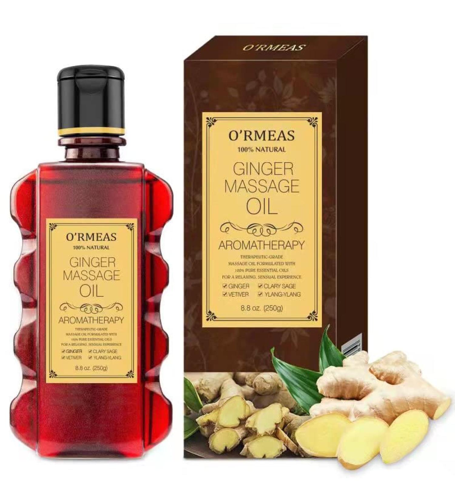 Ginger Massage Oil - Relaxing Muscle & Moisturizing Body Oil for Men & Women | 8.8 oz - Buy Online on GoSupps.com
