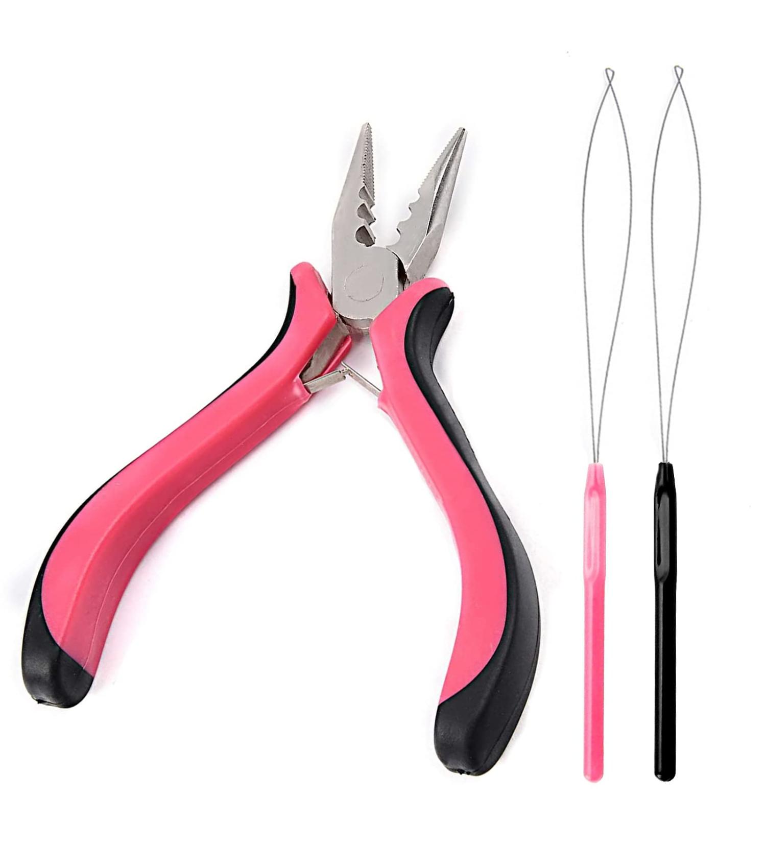 Hair Extension Pliers for Removal Professional Hair Extensions Kit Tools with Loop Threader for Micro Rings Nano Beads 3 Holes Plier - Buy Online on GoSupps.com