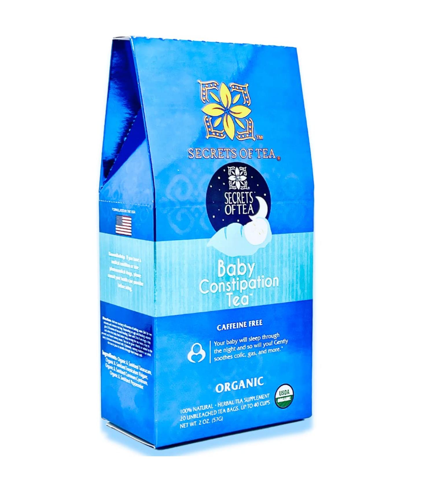 Baby Constipation Relief Tea - Organic & Caffeine-Free - For Colic, Gas, Acid Reflux - 20 Count Pack - Up to 80 Servings - Buy Online on GoSupps.com