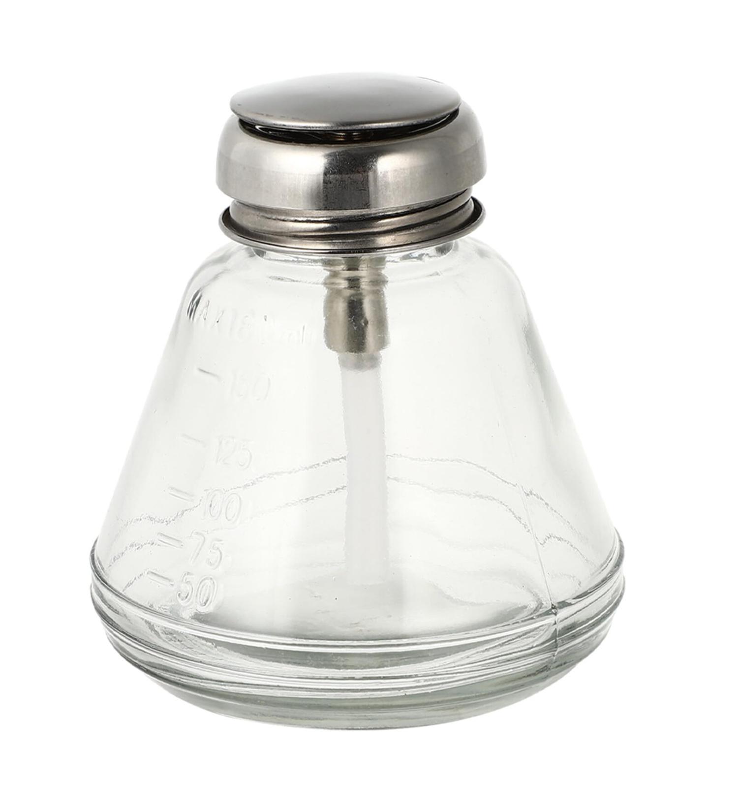 FRCOLOR Press Fingernail Polish Remover Nail Gel Polish Remover Liquid Dispenser Cleaning Solution Bottle Nail Color Remover Dispenser Glass Container Stainless Steel