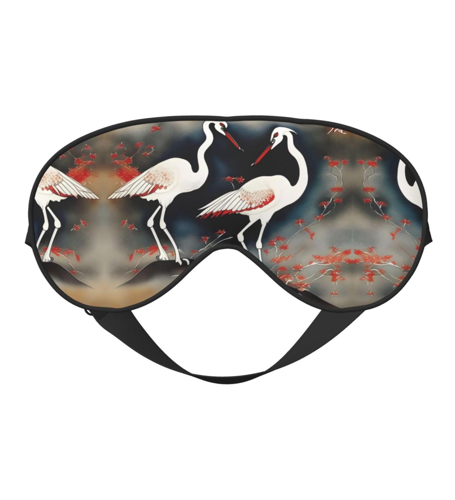 Japanese Cranes Flying Eye Mask - Soft Light-Blocking Unisex Sleep Mask | Comfortable Travel Accessory - Buy Online on GoSupps.com