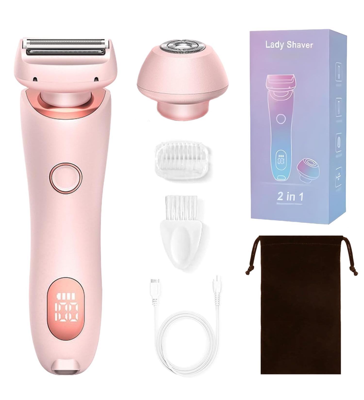2 in 1 electric Shaver razor for women Bikini Trimmer for Women Rechargeable Led Display Wet & Dry Electric Razor and Facial Hair Remover Painless Body Razors and Facial Hair Remover (Pink) - Buy Online on GoSupps.com