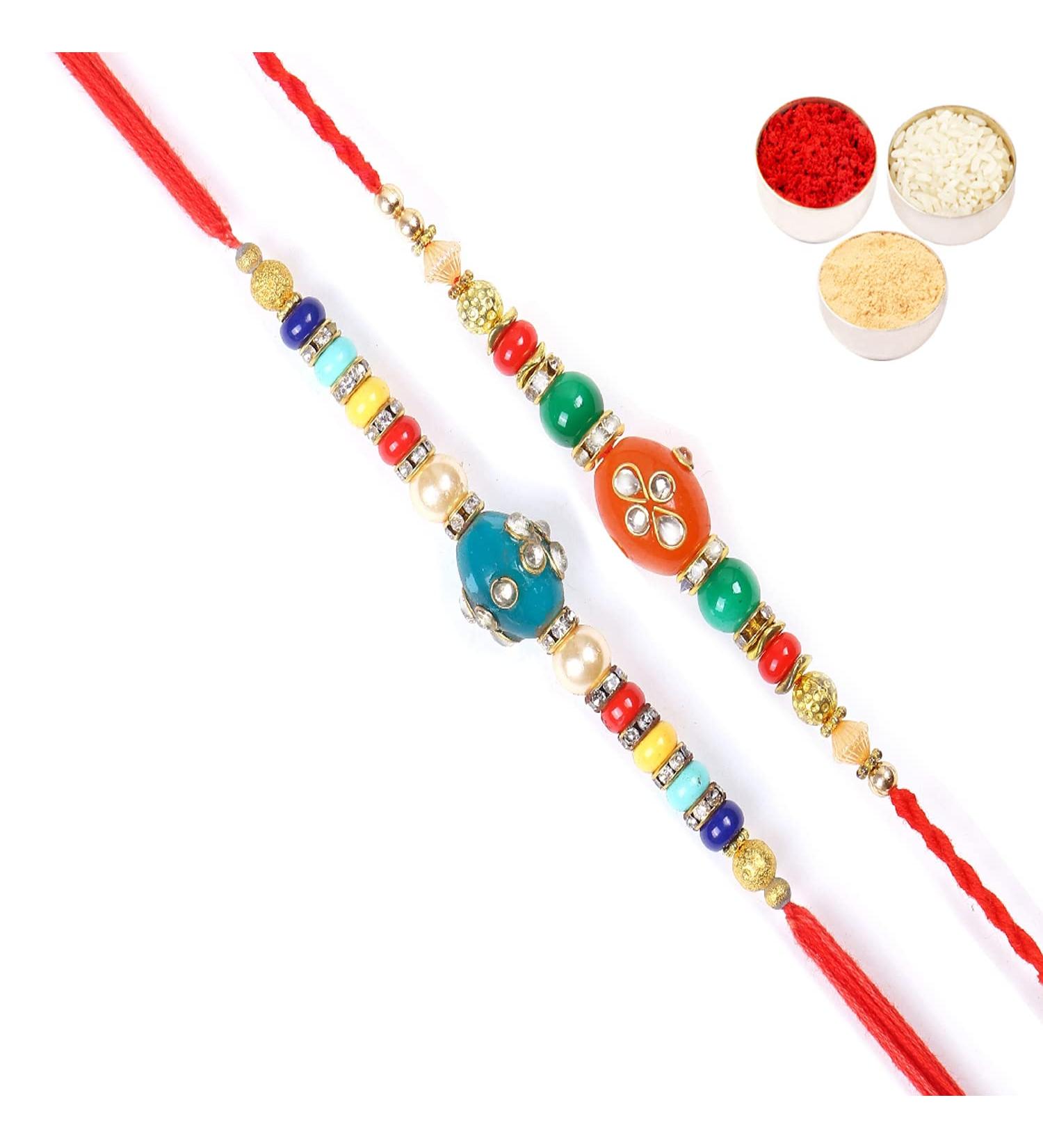 Ghasitaram Gifts Rakhi for Brother Rakhis Online - Set of 2 276 277 Fancy Rakhis - Buy Online on GoSupps.com