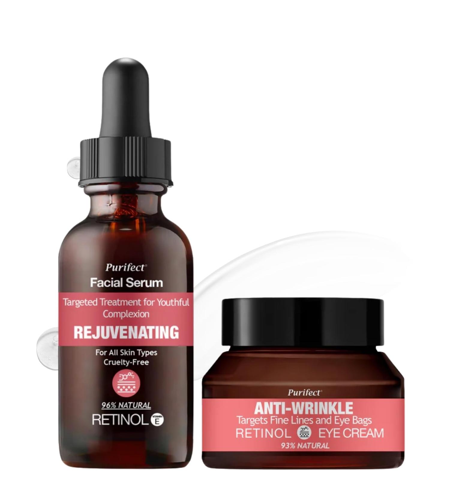 Purifect Retinol Serum for Face Rejuvenating Bundle with Purifect Anti-Wrinkle Retinol Eye Cream 30ml each by Symphony Beauty Smooths Firms & Hydrates Face and Eye Area Gift Set (2 Items) - Buy Online on GoSupps.com