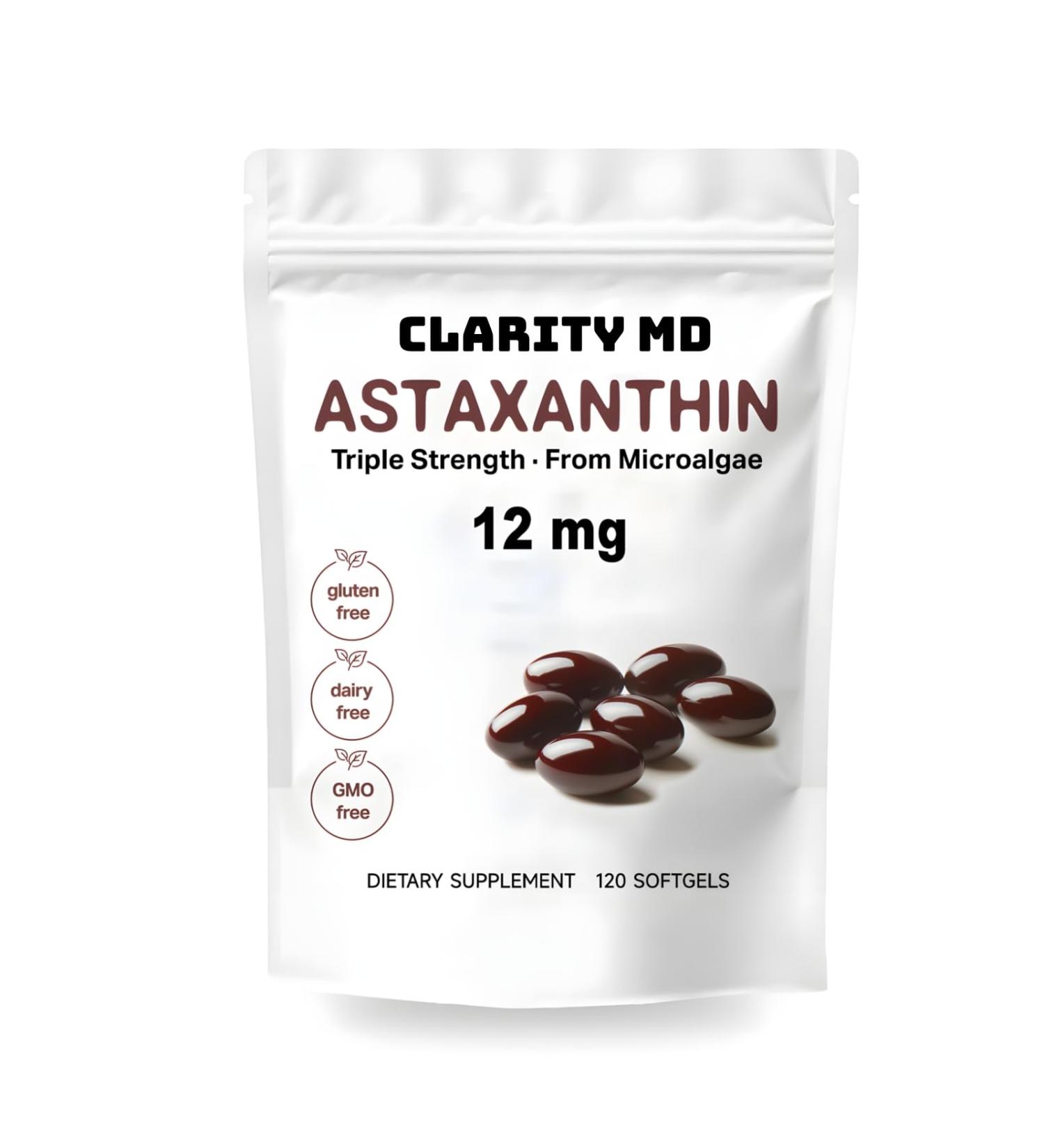 BOFEAFQ Clarity Md Astaxanthin 12mg Premium Astaxanthin Antioxidant Supplements 120 Softgels