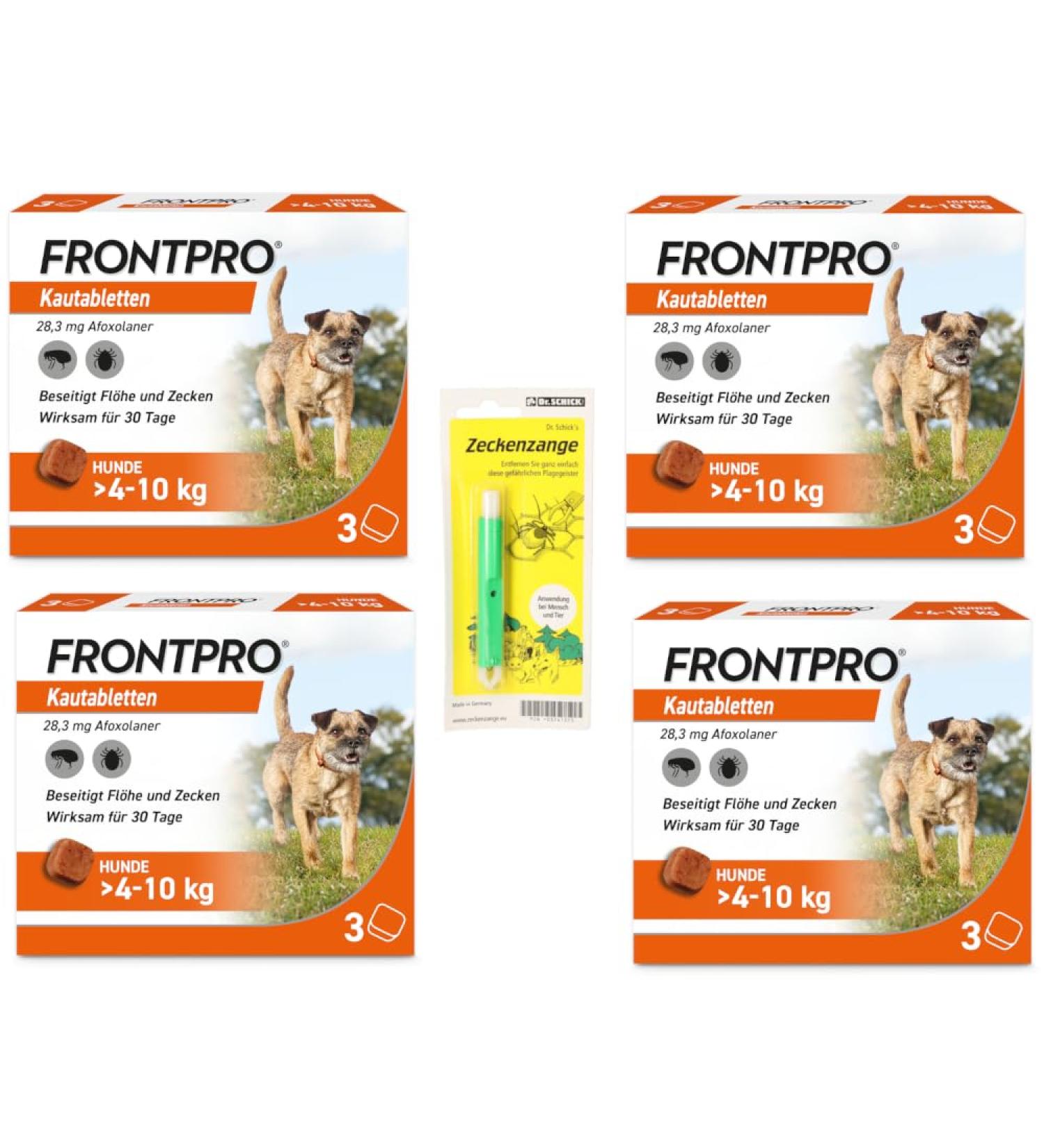 FRONTPRO Chewable Tablets for Dogs (4-10 kg) - 12-Month Tick & Flea Protection with Tweezers | Buy Now! - Buy Online on GoSupps.com