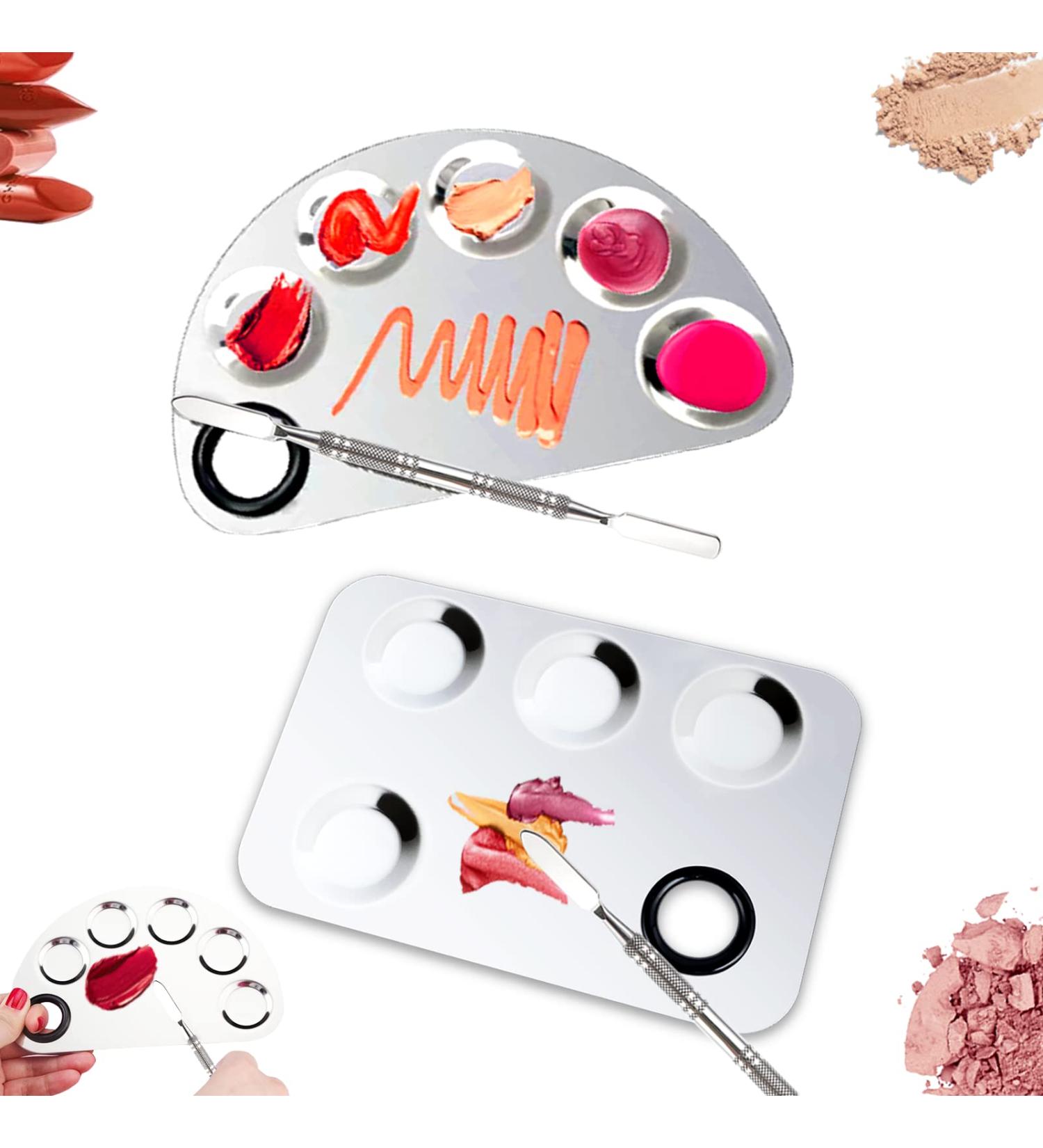 Penubuy Stainless Steel Makeup Palette Set with Spatula Tool - Professional Cosmetic Mixing Palette for Pigment Blending (2 Pieces) - Buy Online on GoSupps.com
