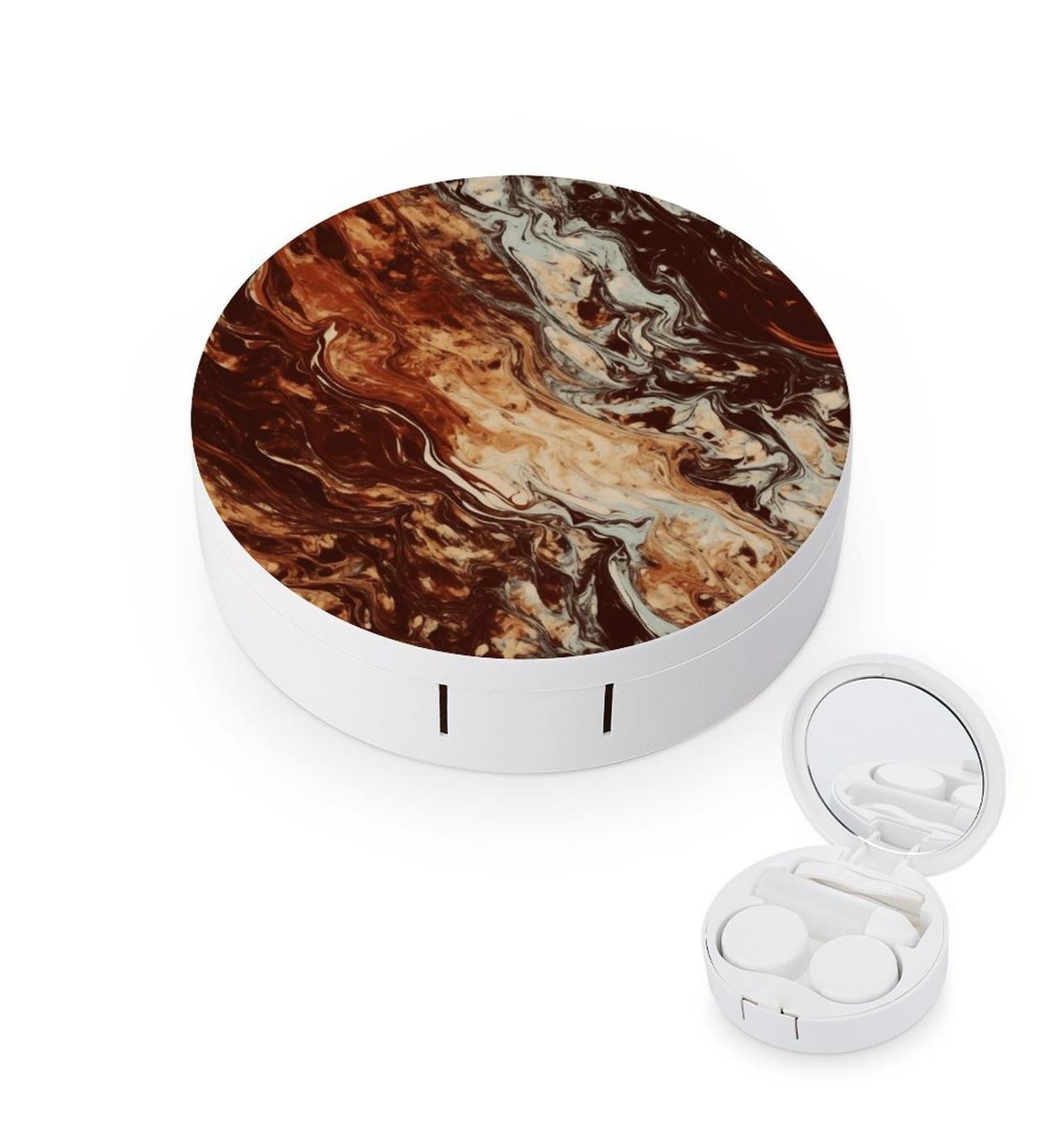 Marble Mixed Brown Contact Lens Case - Durable Travel Box & Care Container for Contact Lenses - Buy Online on GoSupps.com