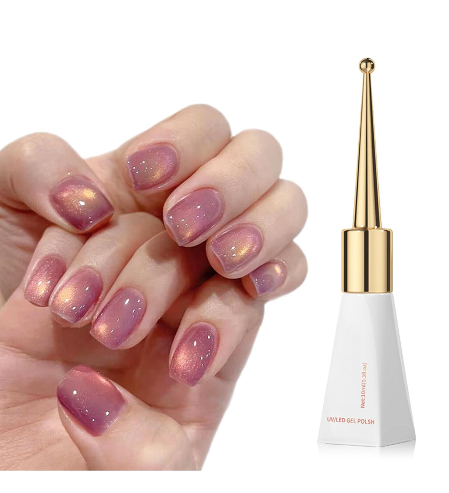 Jelly Cat Eye Gel Nail Polish Pink Glitter Crystal Gel Nail Polish 10ml Pearl Shell Reflective Polish Sparkle Shiny Cat Eye UV Soak-Off Gel Polish Use With UV LED Lamp - Buy Online on GoSupps.com