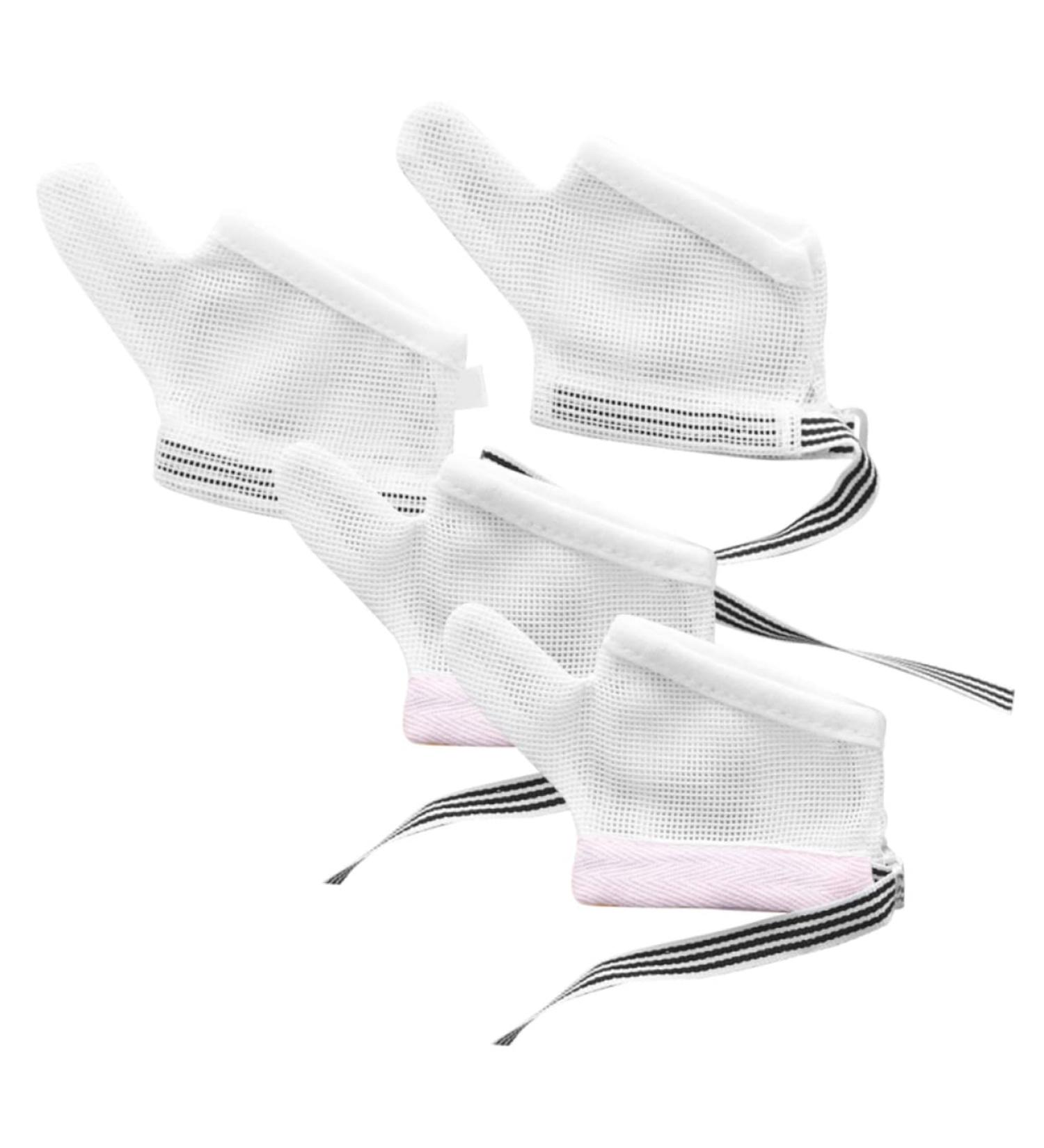 Healifty 2 Pairs Anti-Eating Gloves for Children | Baby Hand Mittens Thumb Protector | Nail Biting Stop Guard Mesh Glove Protection | Infant Products in Pink Black - 12x7.5x0.5cm - Buy Online on GoSupps.com