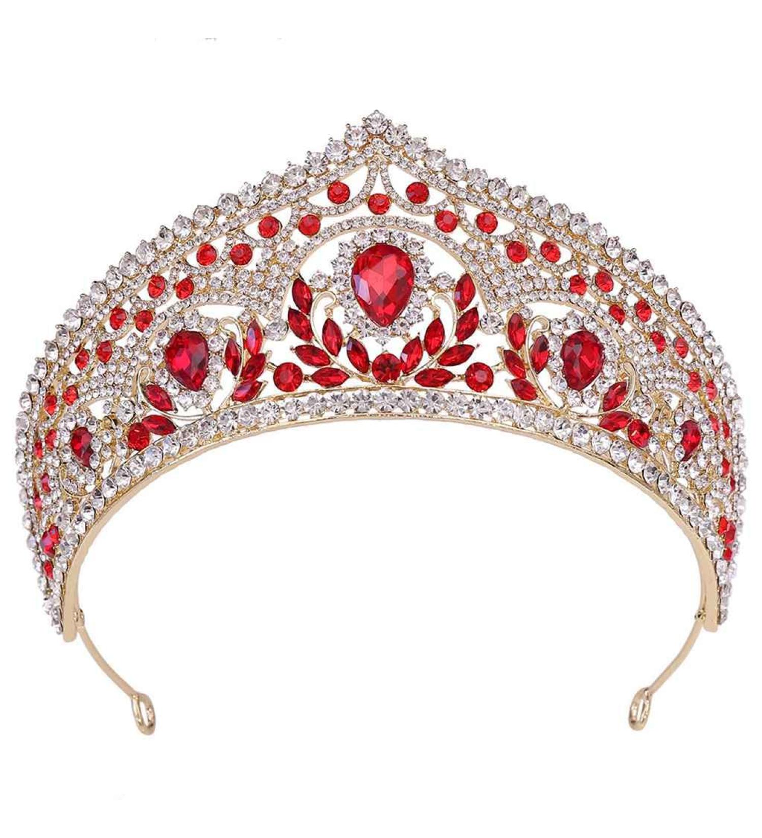 Baroque Queen Tiaras Crown Rhinestone Gold Wedding Birthday Party Hair Accessory - Buy Online on GoSupps.com