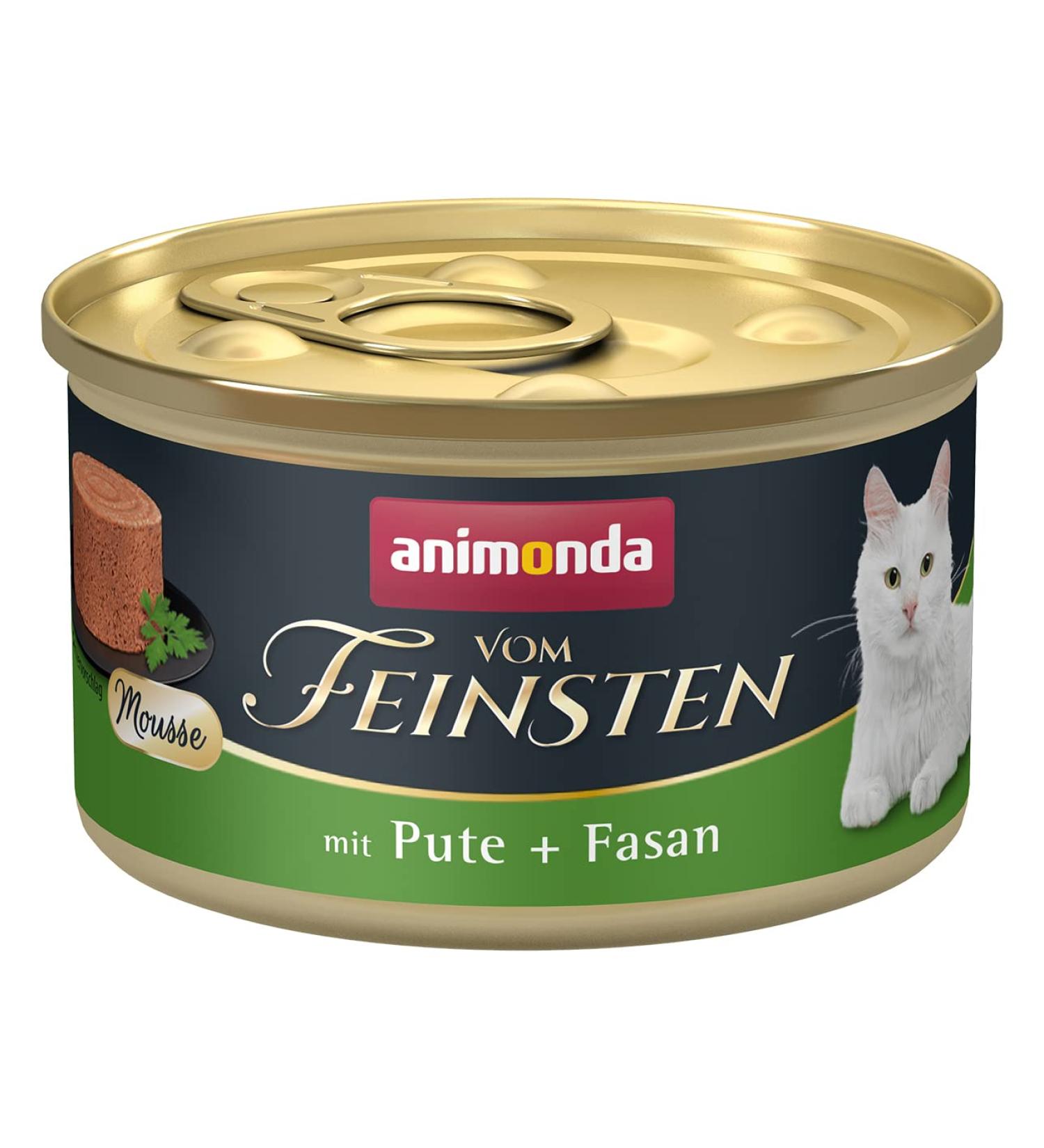 animonda vom Feinsten Mousse Wet Cat Food wet cat food for adult cats sugar-free with turkey + pheasant 12 x 85