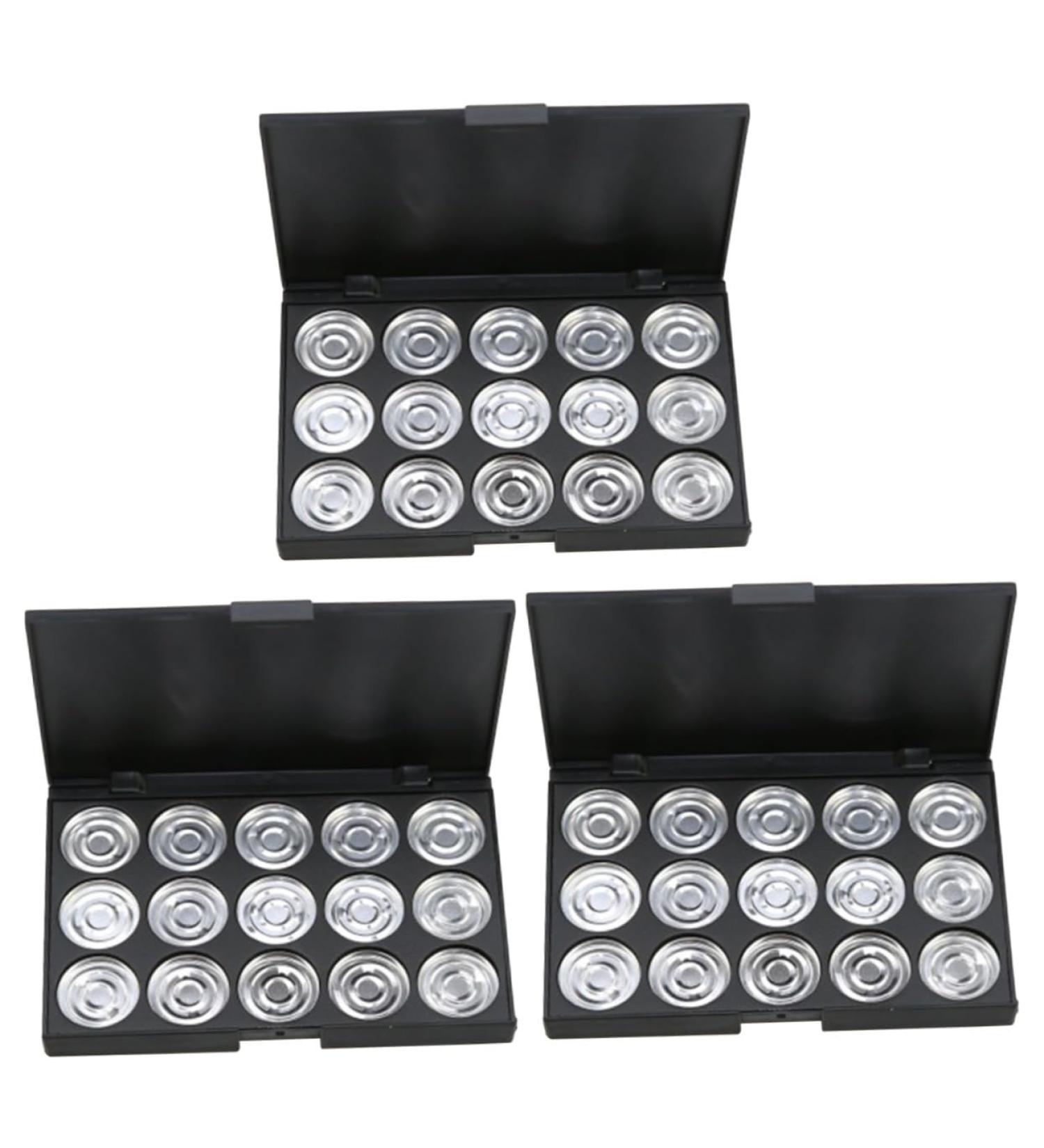 MUSISALY 3pcs 15 Empty Eyeshadow Palette Travel Cosmetic Case Empty Eyeshadow Case Empty Cosmetic Silver - Buy Online on GoSupps.com
