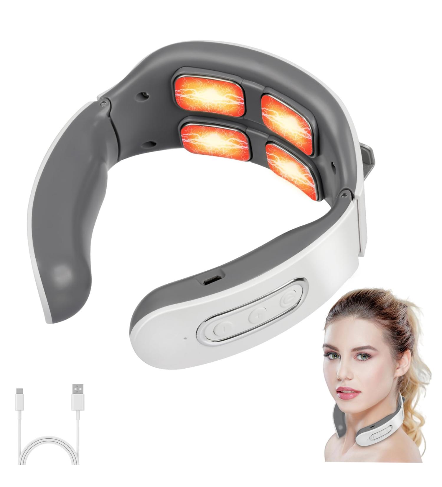 Portable Neck Massage Device with Heat - 6 Modes 9 Intensity Levels for Pain Relief | Instant Relaxation & Comfort - Buy Online on GoSupps.com