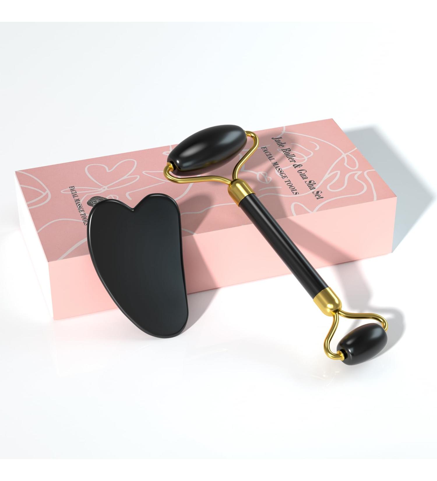 YLTNEUQER Jade Roller Gua Sha Set (Black) - Buy Online on GoSupps.com