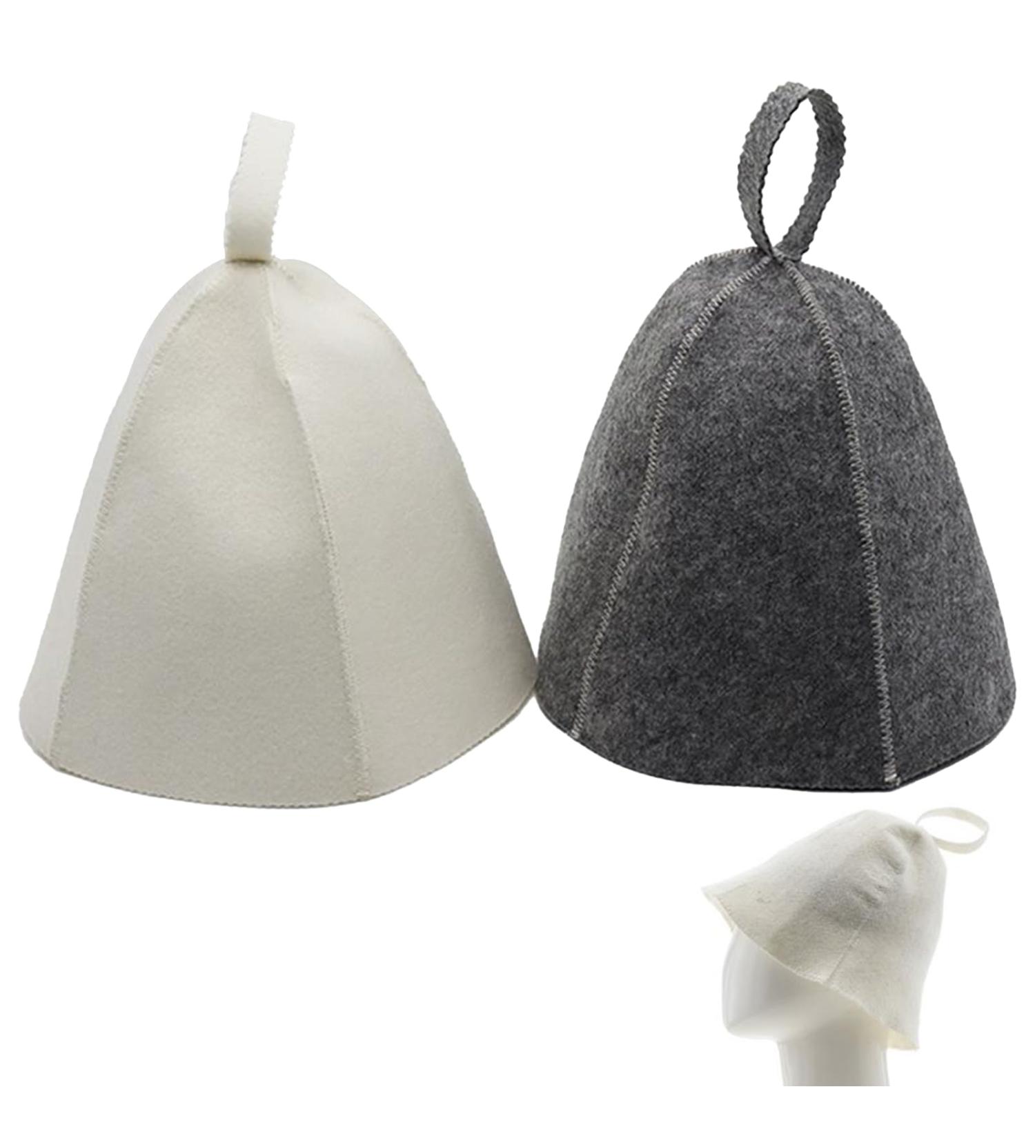High-Quality 2-Piece Sauna Set | Durable Gray & White Sauna Hat for Men & Women | Ideal for Shower & Sauna Head Care - Buy Online on GoSupps.com