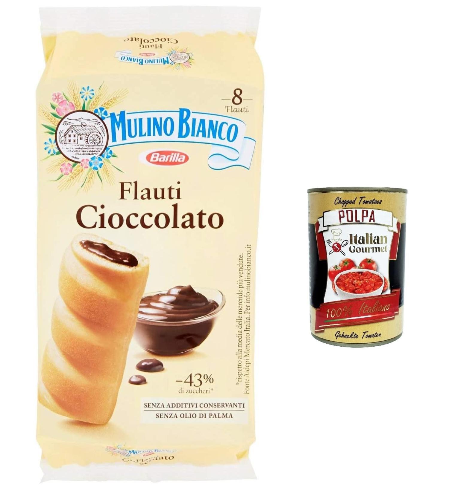 Mulino Bianco Flauti Set of 12 chocolate snacks cakes and sweet snacks for both 280 g + Gourmet Italian pulp 400 g - Buy Online on GoSupps.com