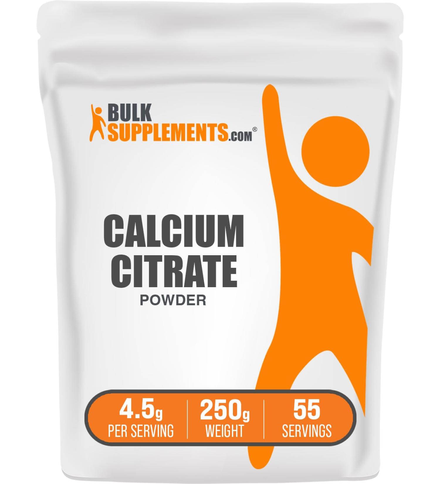 BulkSupplements.com Calcium Citrate Powder - Calcium Supplement High Bioavailable - Unflavored & Gluten Free 4.5g per Serving 250g (8.8 oz) (Pack of 1) 8.8 Ounce (Pack of 1) - Buy Online on GoSupps.com