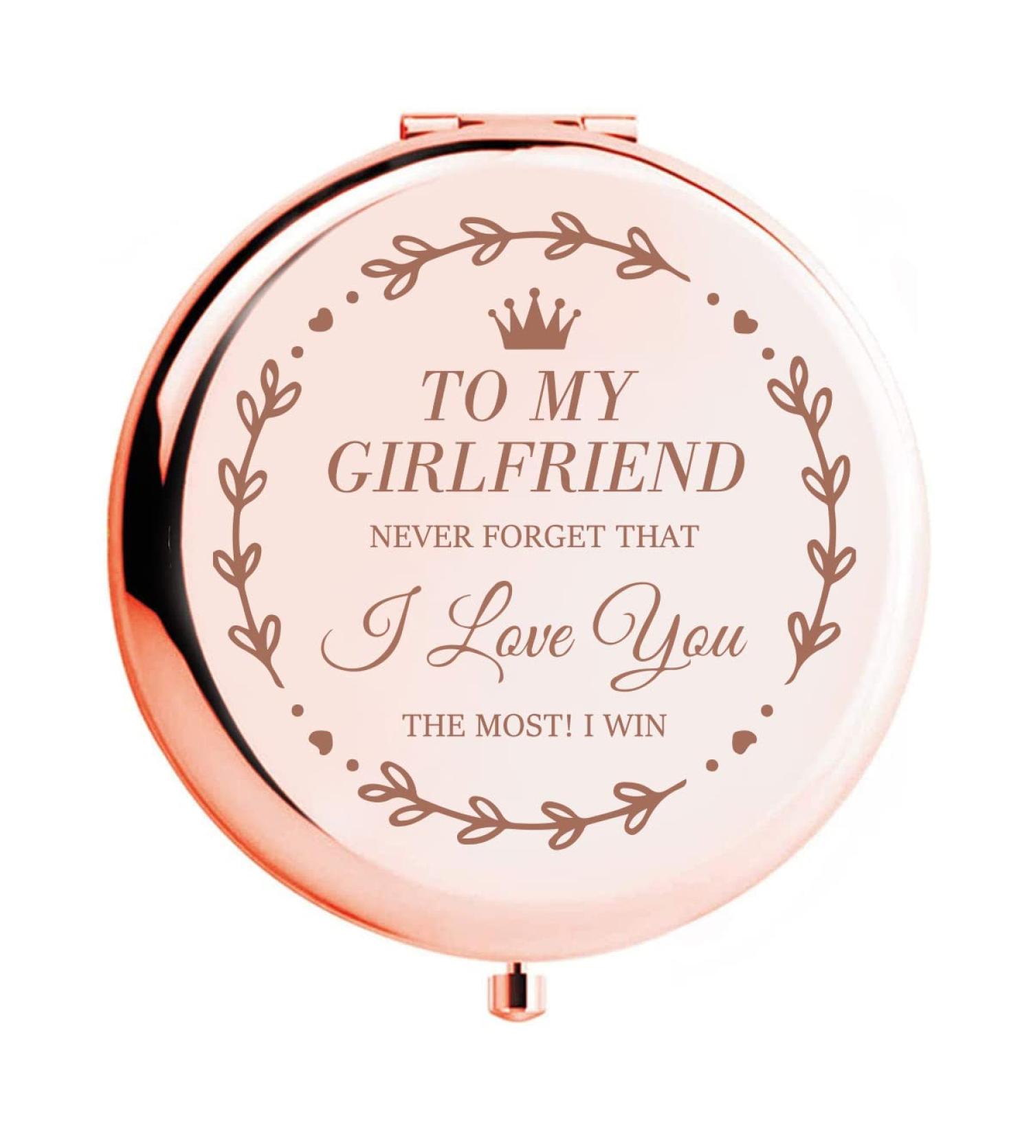 WHING to My Girlfriend Personalized Compact Makeup Mirror | Romantic Gifts for Her - Buy Online on GoSupps.com