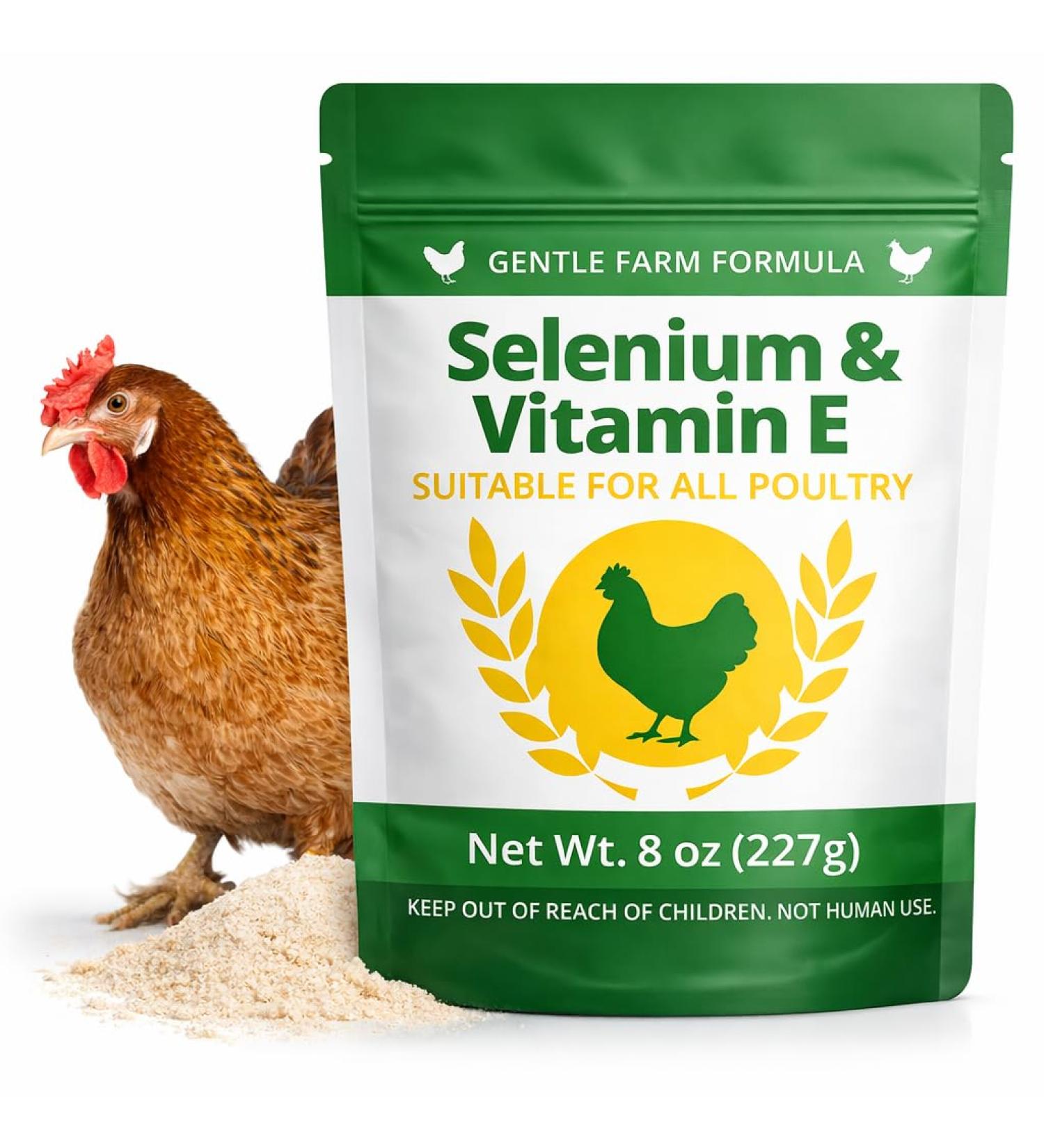8 oz (227 g) Selenium & Vitamin E Powder for Chickens Selenium Supplement for Chickens Supports Immune & Muscle Health Suitable for All Poultry - Buy Online on GoSupps.com